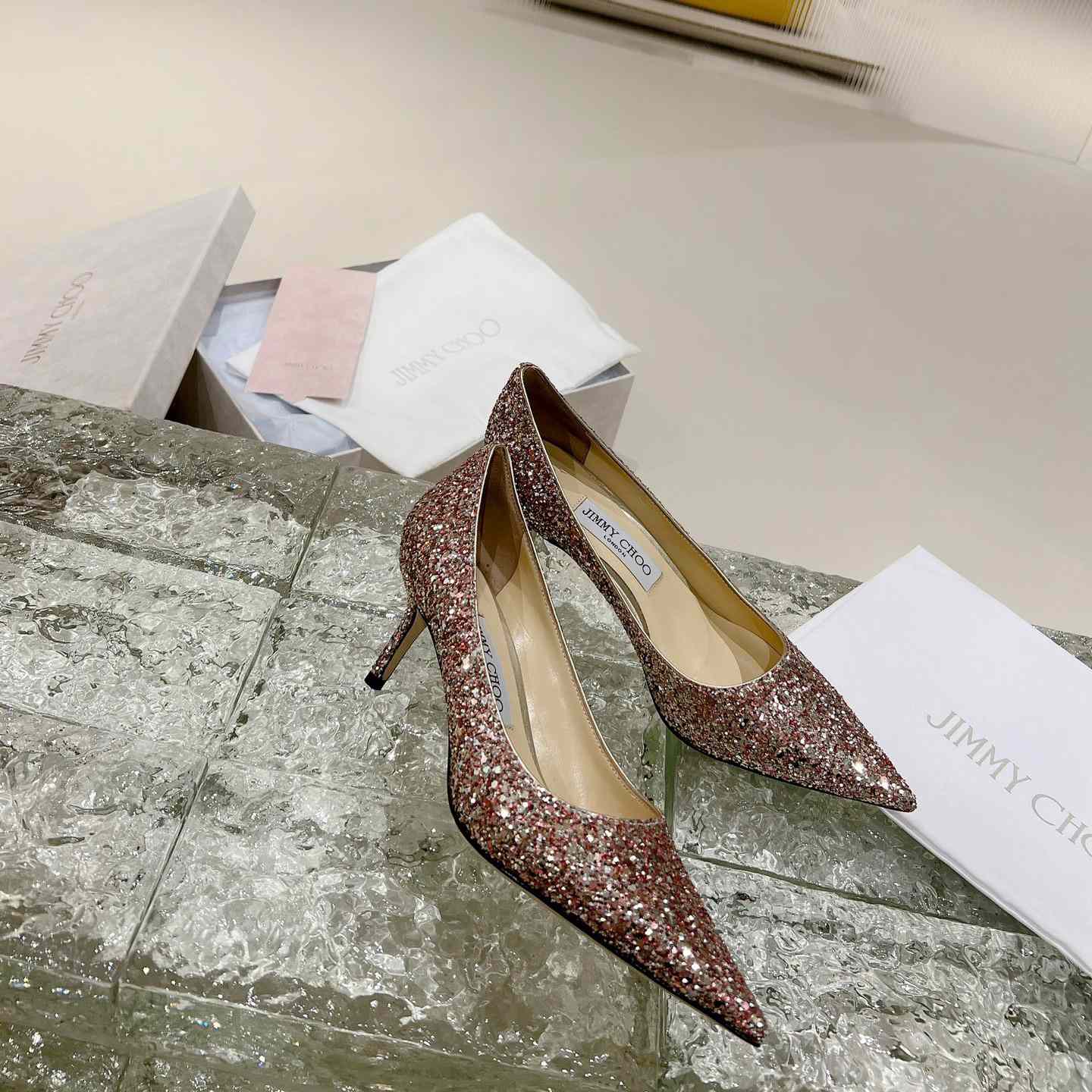 Jimmy Choo Love 65mm Glitter-detail Pumps - DesignerGu