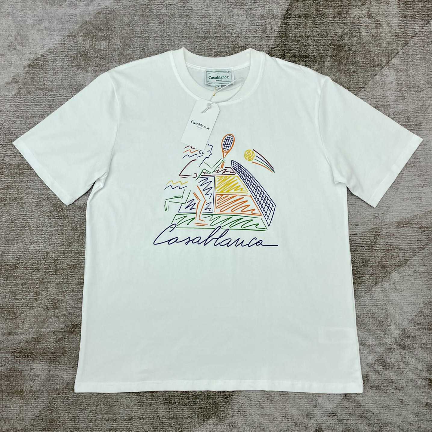 Casablanca Jeu De Crayon White Organic Cotton T-Shirt - DesignerGu