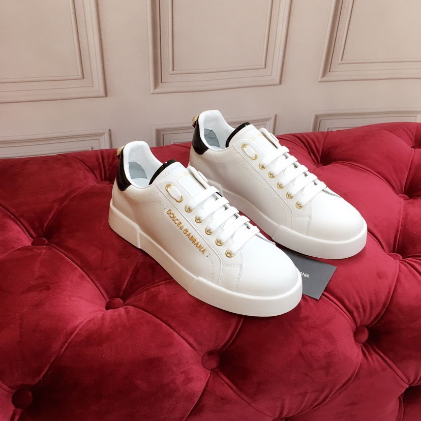 Dolce & Gabbana White Portofino Trainers With Pearl - 