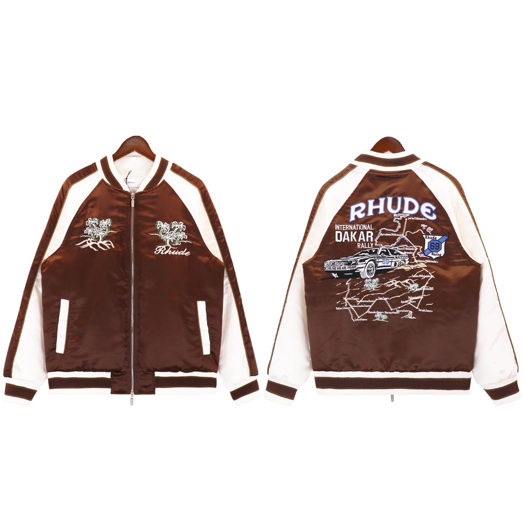Rhude Souvenier Jacket In Brown - DesignerGu