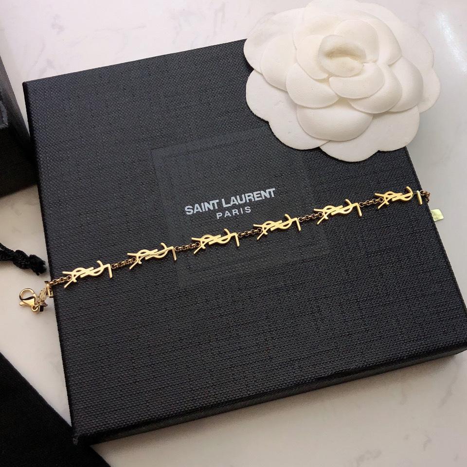 Saint Laurent Cassandre Multi-charm Bracelet In Metal - 