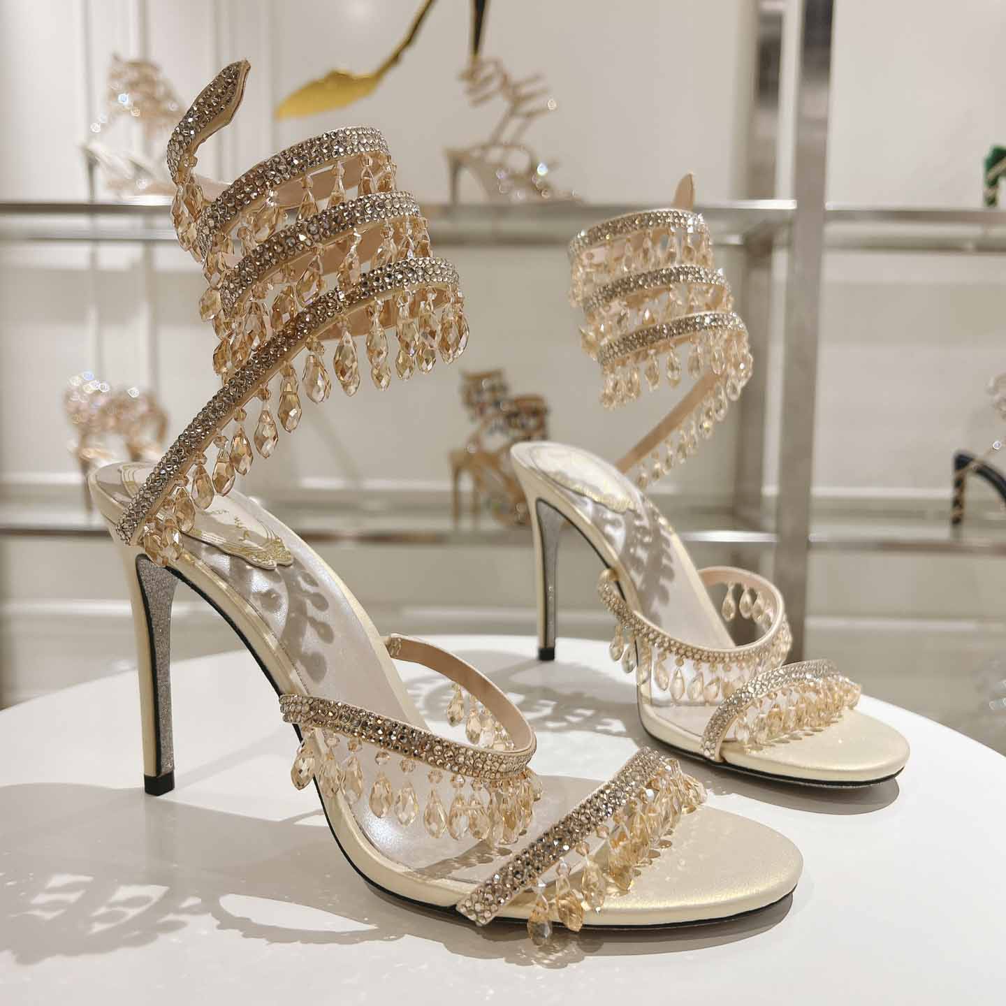 Rene Caovilla Natural Chandelier Sandals - DesignerGu