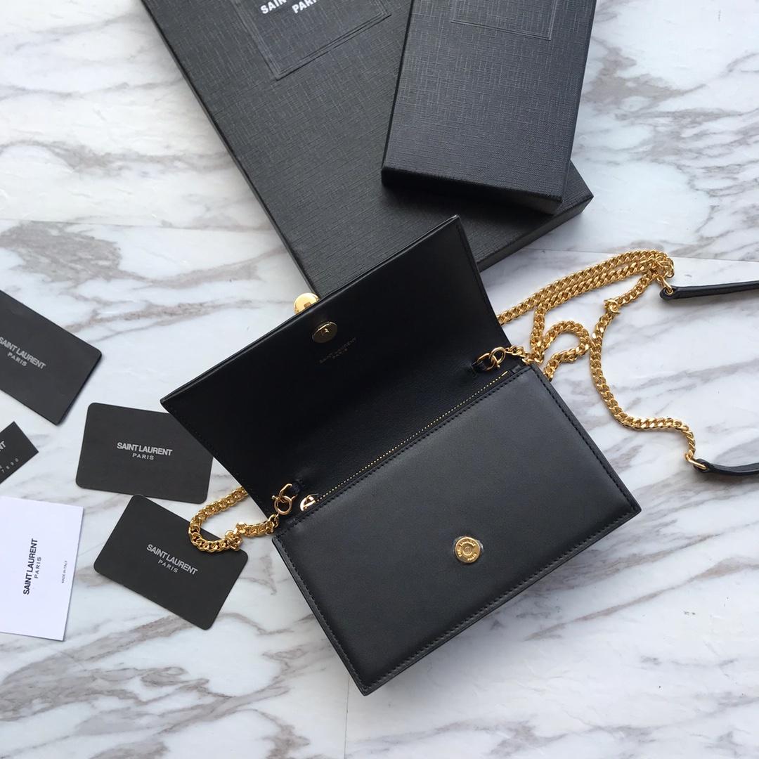 Saint Laurent Satin Kate Chain Wallet (19*12.5*4cm) - 