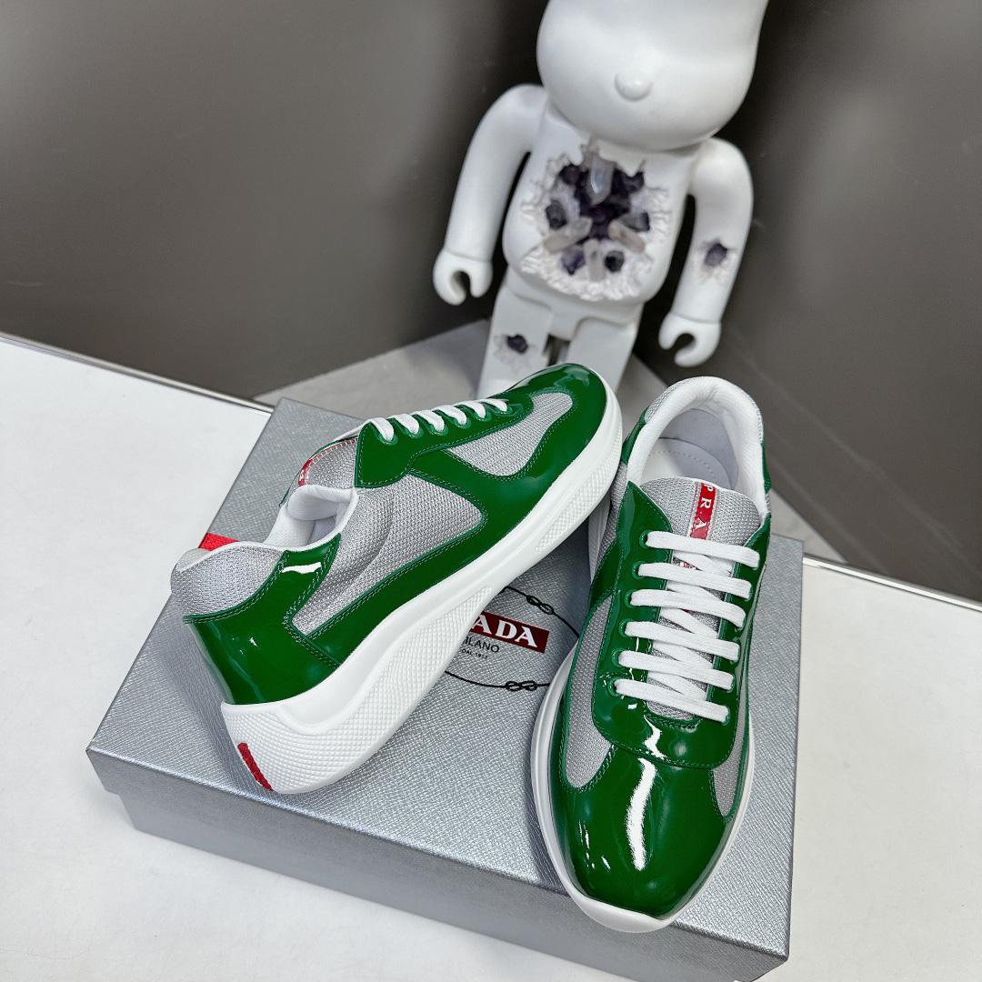 Prada Patent Leather And Technical Fabric Prada America's Cup Sneakers - DesignerGu