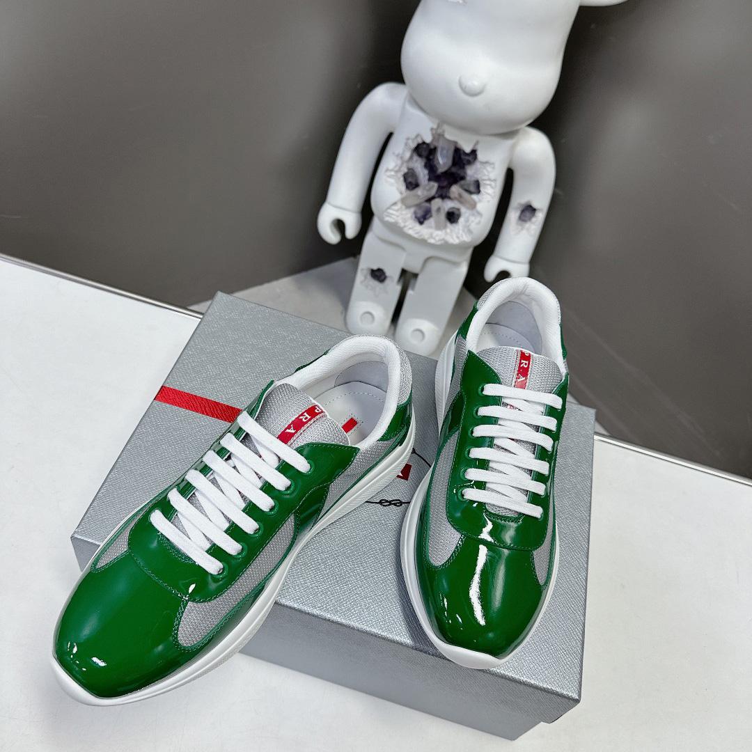 Prada Patent Leather And Technical Fabric Prada America's Cup Sneakers - DesignerGu