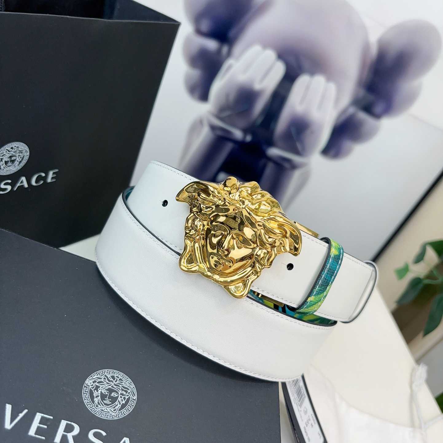 Versace Tiger La Medusa Leather Belt   40mm - 