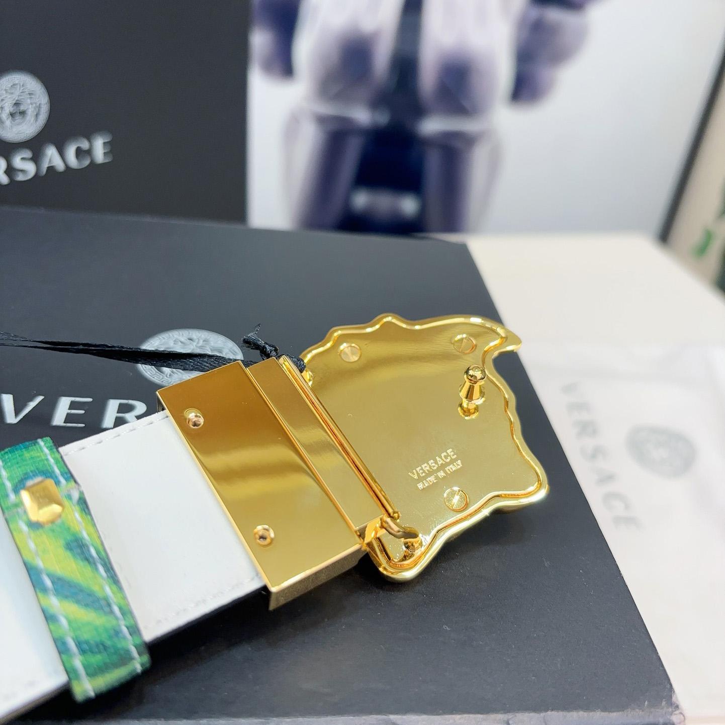 Versace Tiger La Medusa Leather Belt   40mm - 