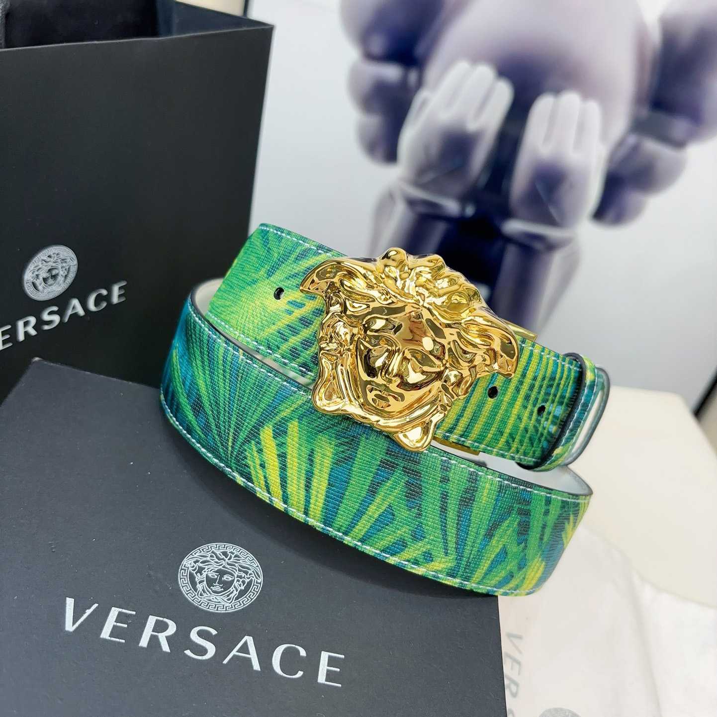 Versace Tiger La Medusa Leather Belt   40mm - 