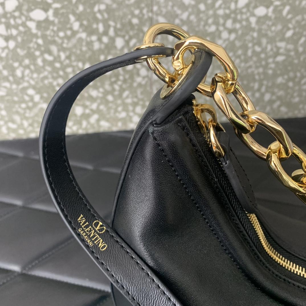Valenti VLogo Moon Mini Hobo Bag In Nappa Leather With Chain - DesignerGu