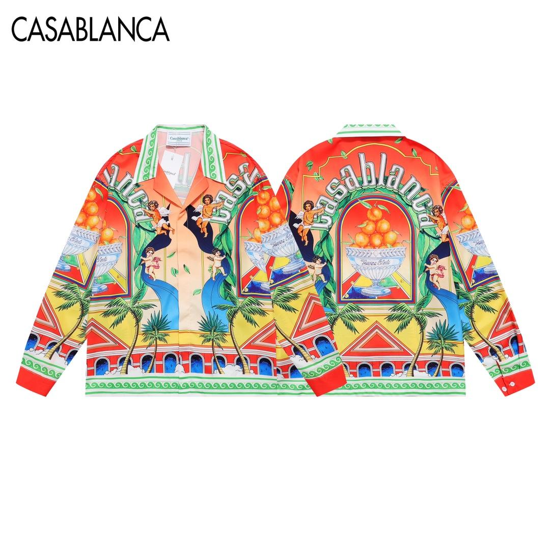 Casablanca Trophy Orange Linen Shirt  - DesignerGu