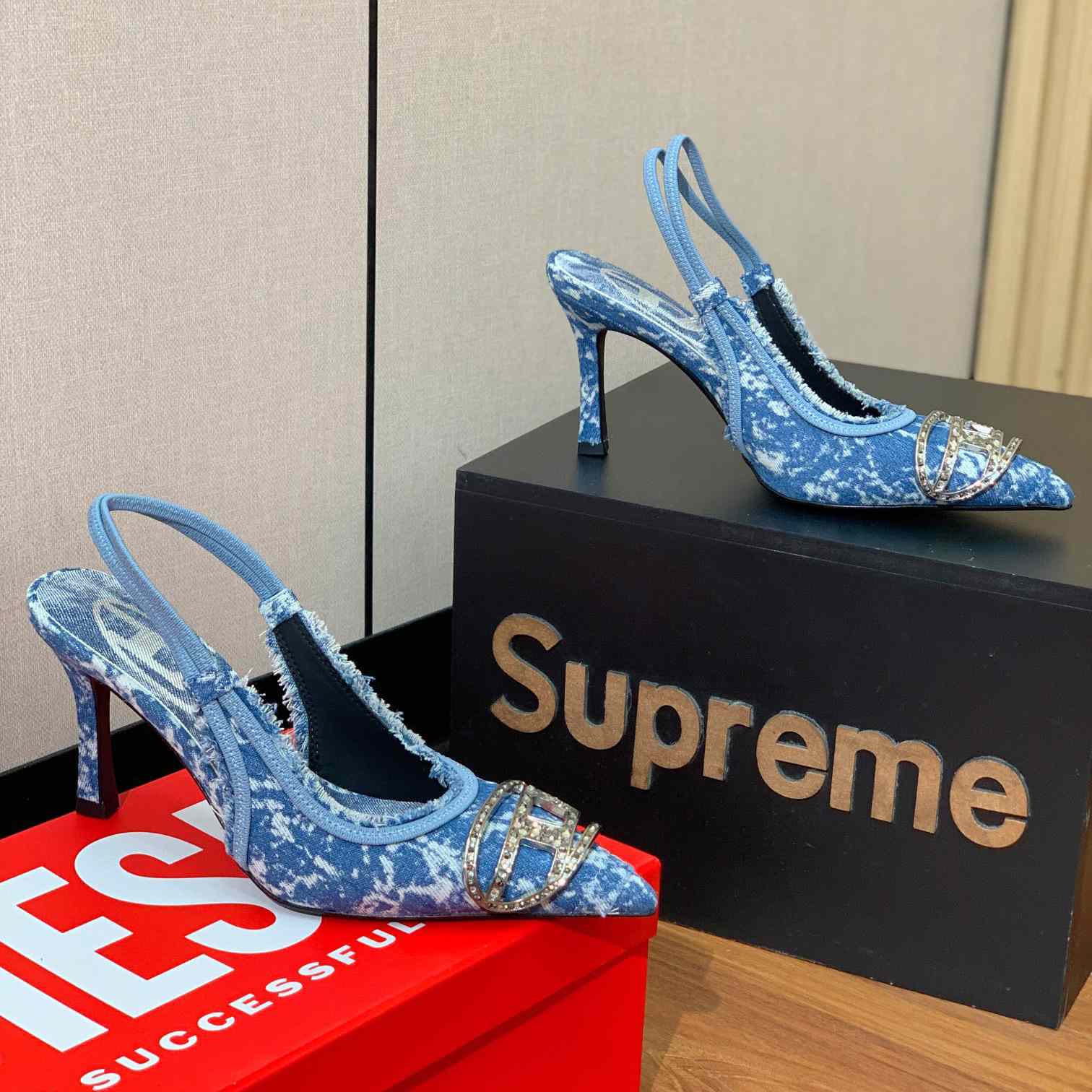 Diesel Blue D-Venus SB Heels - DesignerGu