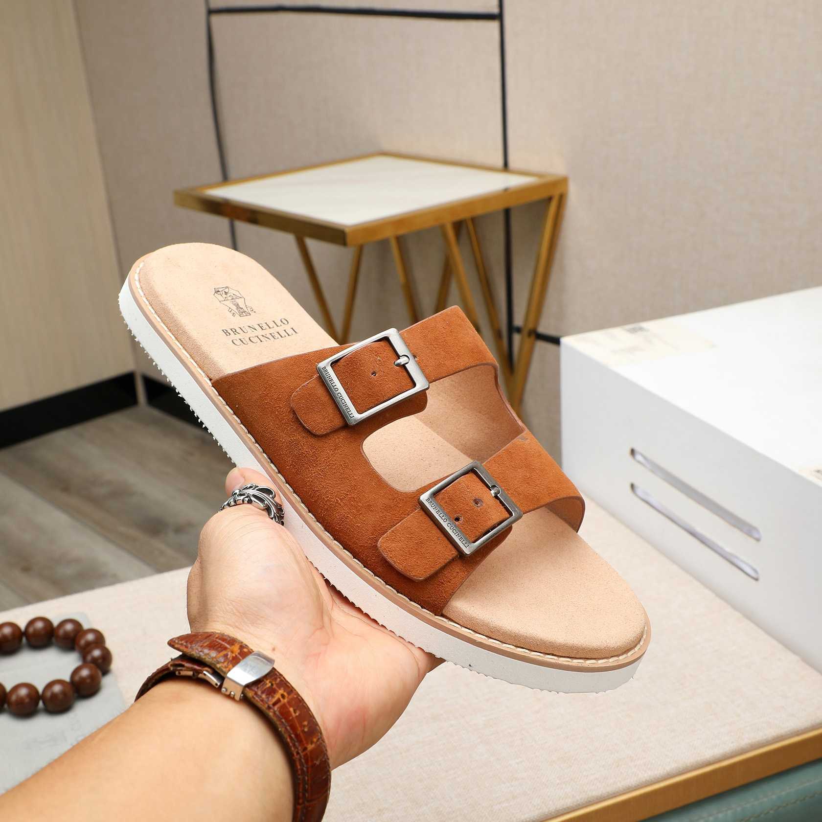 Brunello Cucinelli Buckled Suede Sandals - 
