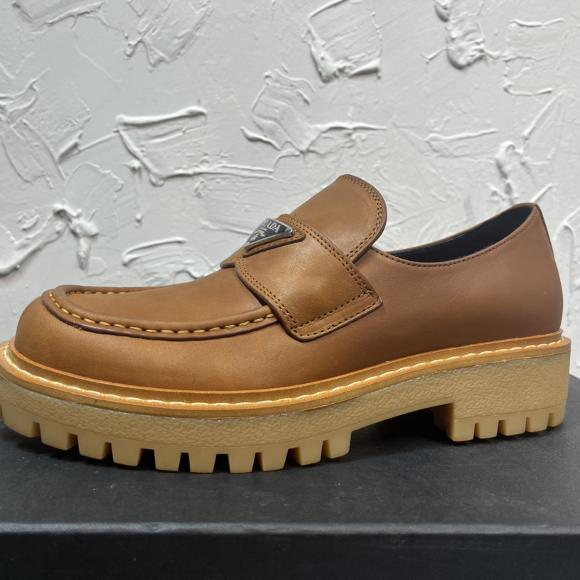 Prada Leather Loafers In Brown - 