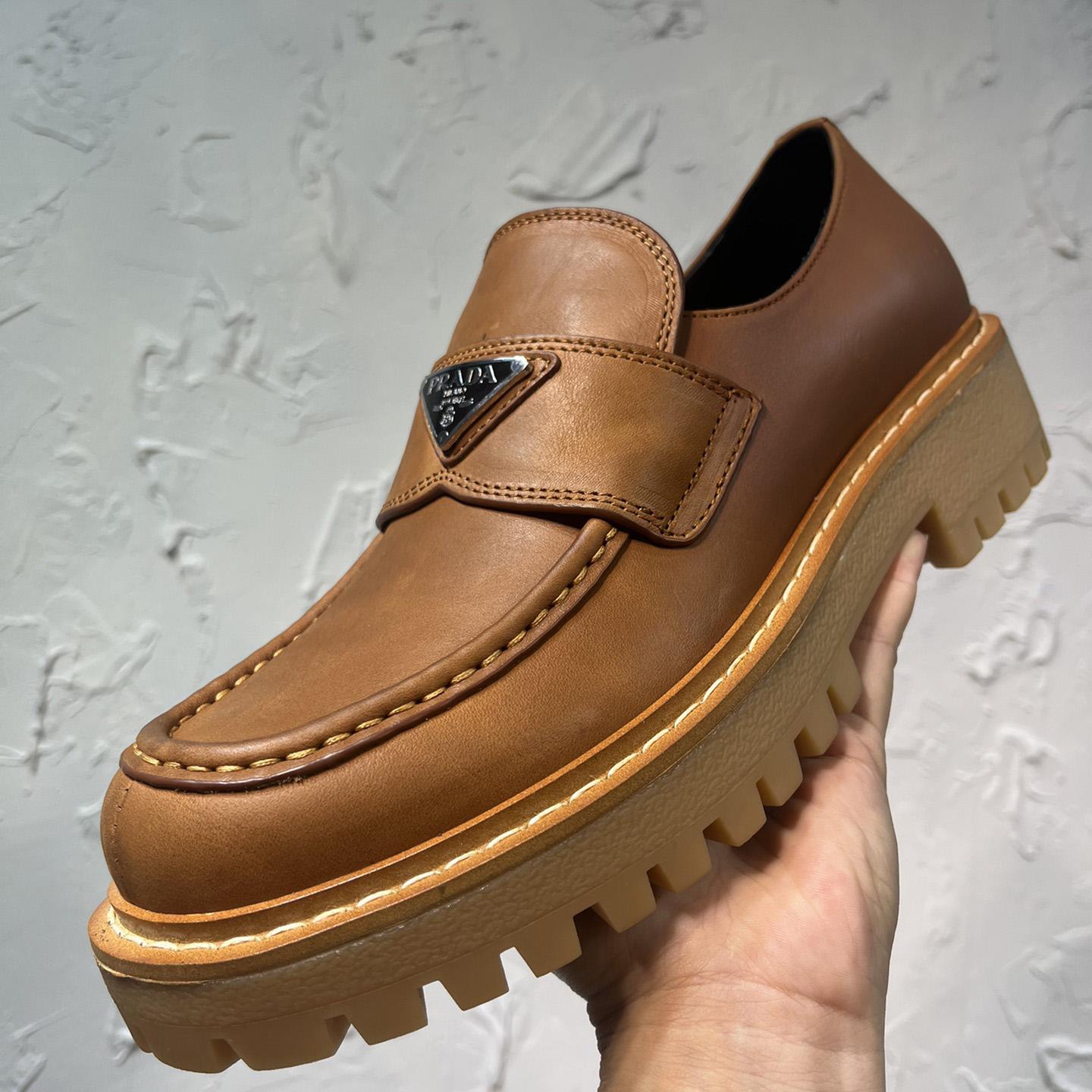 Prada Leather Loafers In Brown - 