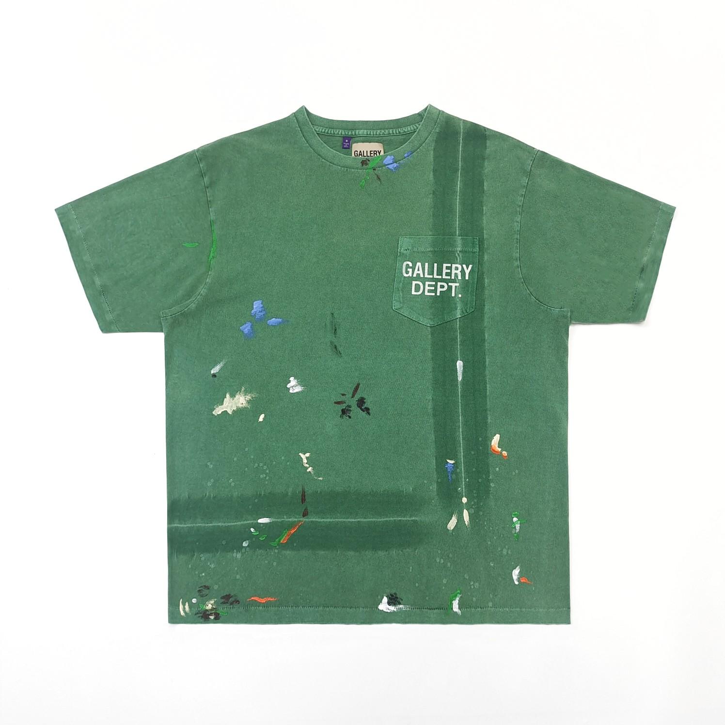 Gallery Dept Vintage Green Paint Splatter Logo T-Shirt - DesignerGu