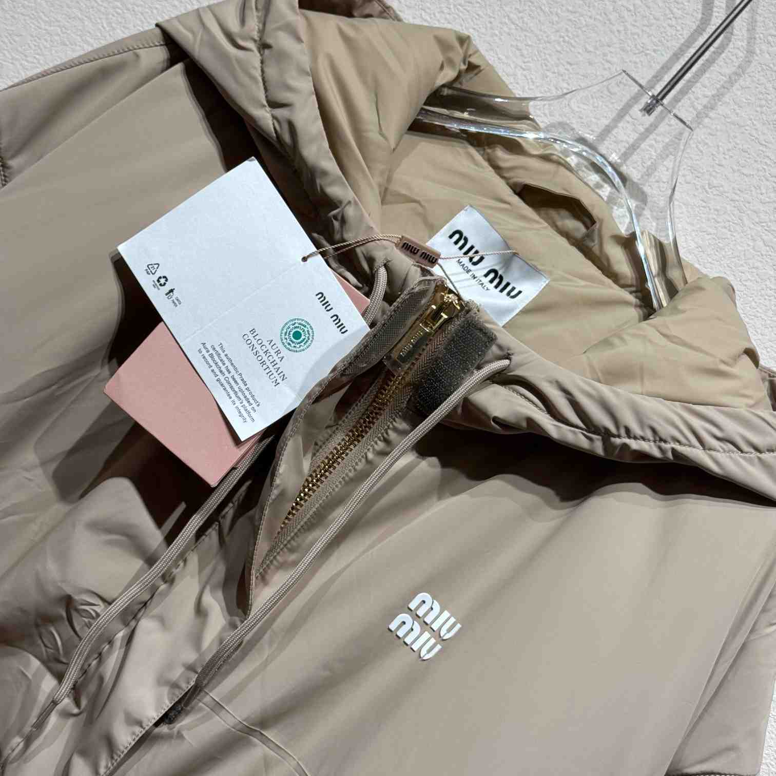 Miu Miu Drawstring Hooded Down Jacket - 