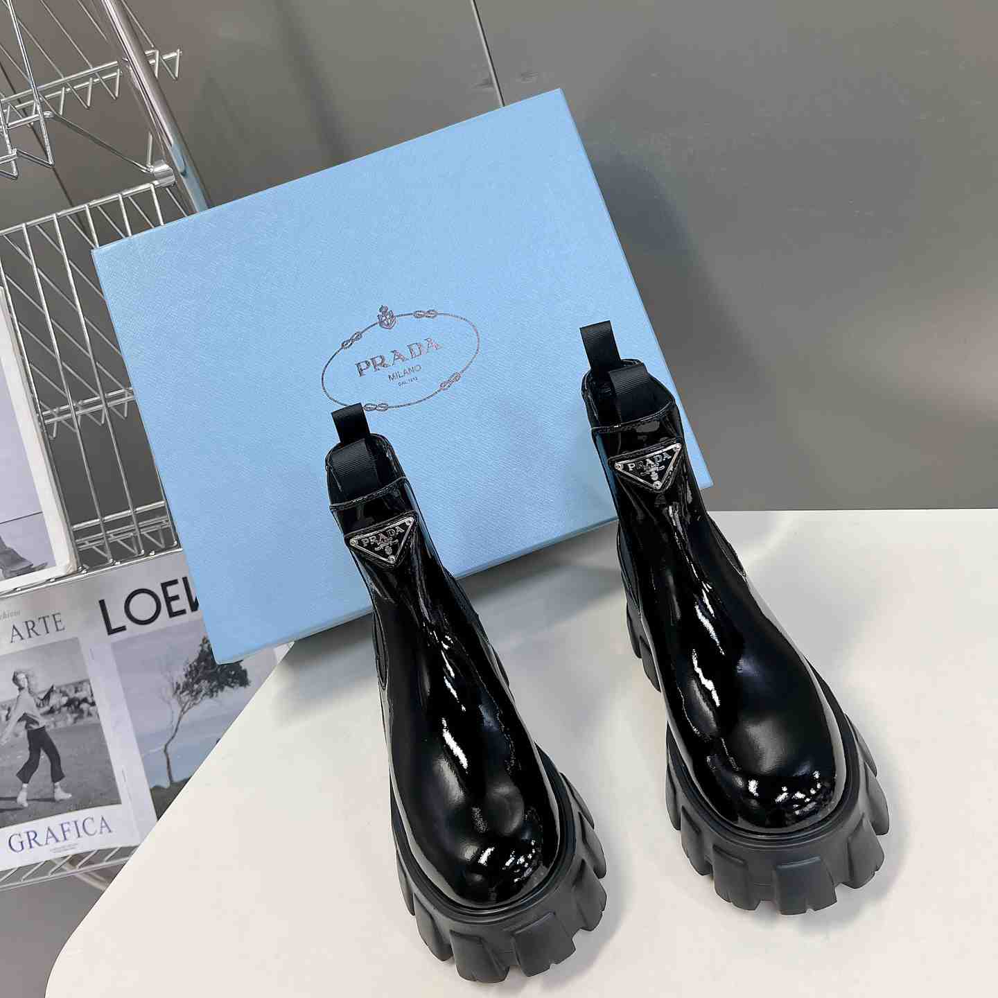 Prada Monolith Ankle Boots - 
