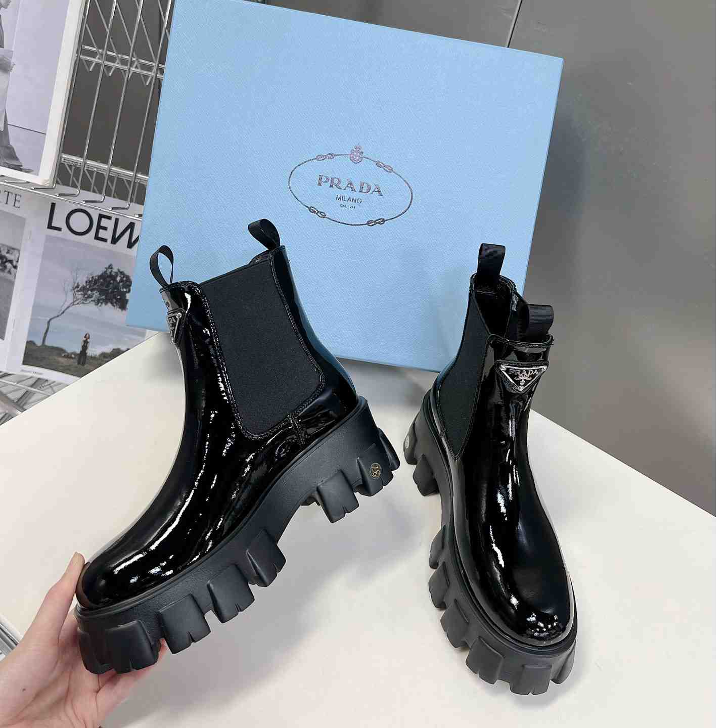 Prada Monolith Ankle Boots - 