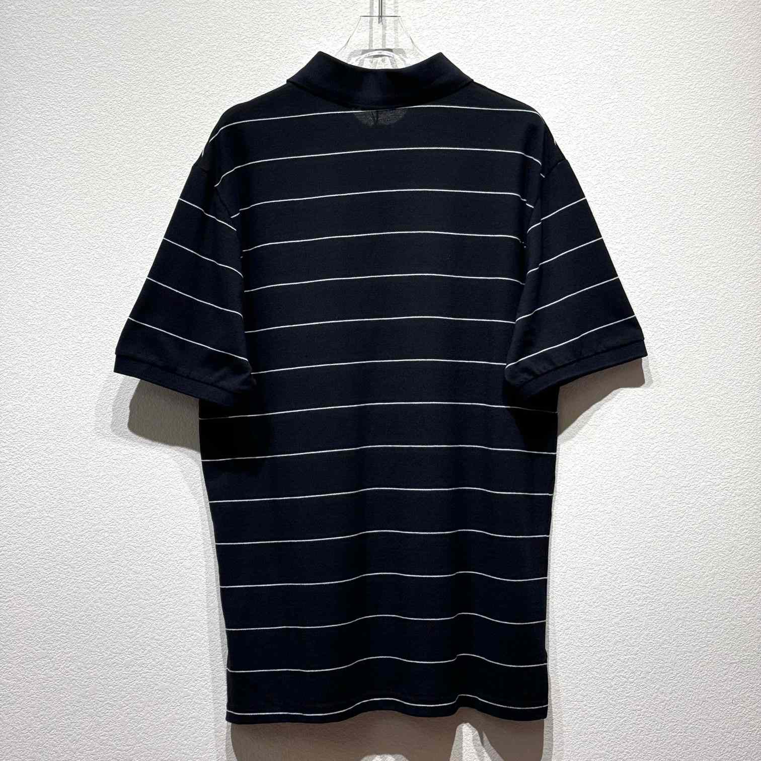 Saint Laurent Cassandre Polo Shirt In Striped Pique - DesignerGu