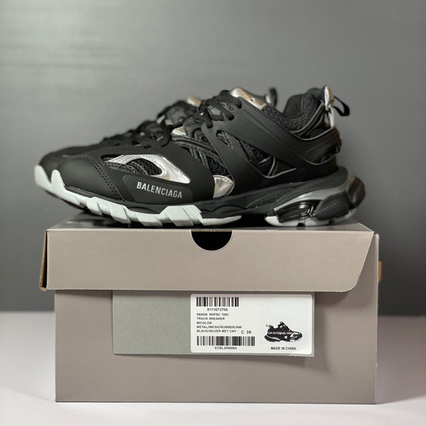 Balenciaga Track Sneaker In Black And Silver Mesh And Nylon - DesignerGu