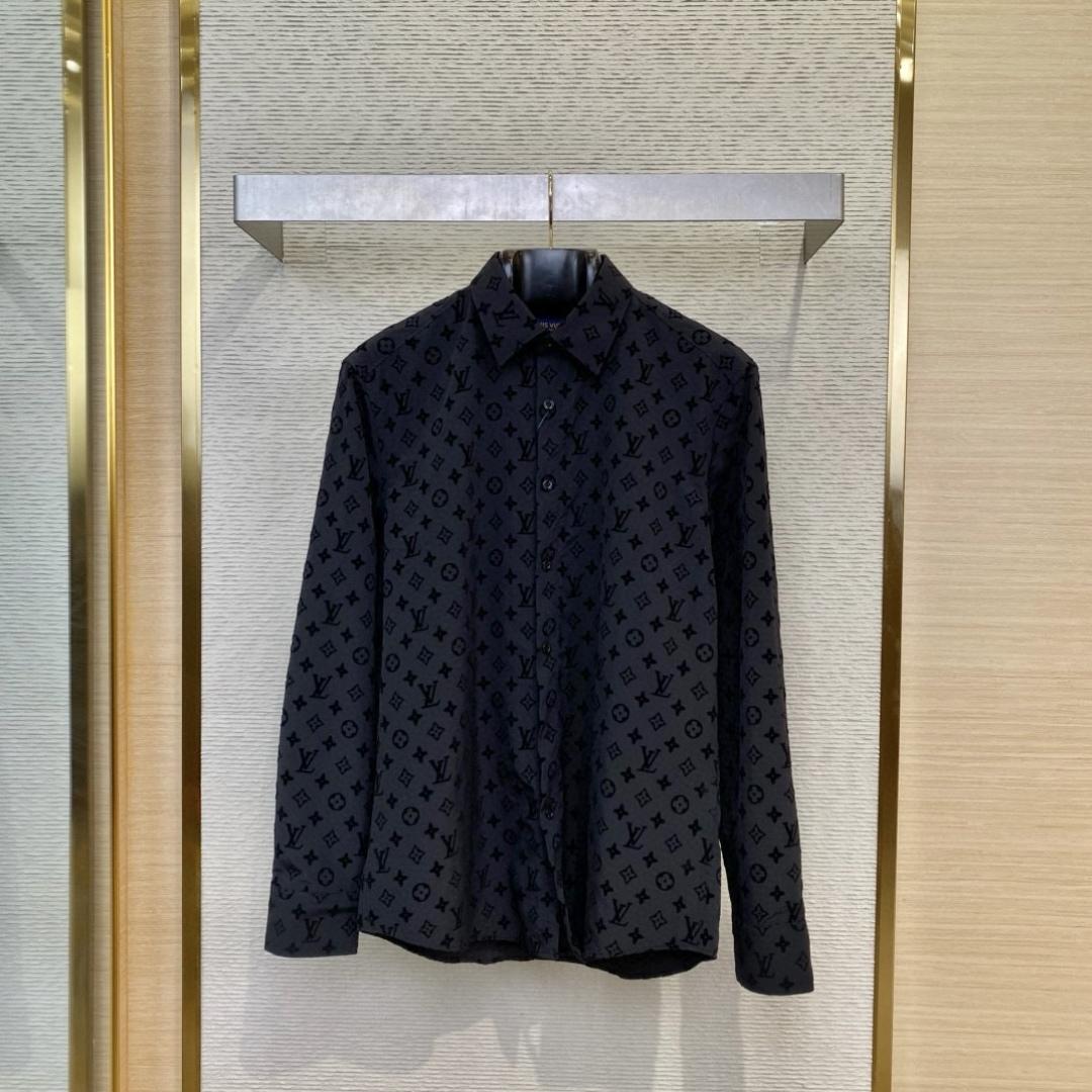 Louis Vuitton Flocked  Monogram Long-Sleeved Shirt - DesignerGu