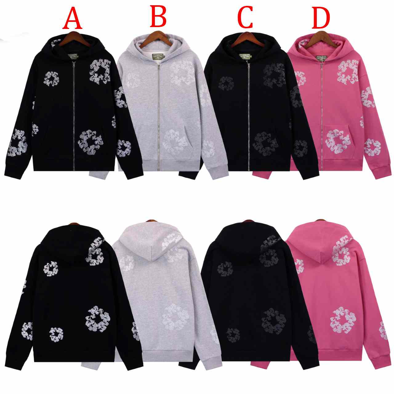 Denim Tears Cashmere Swarovski Cotton Wreath Zip Hoodie - DesignerGu