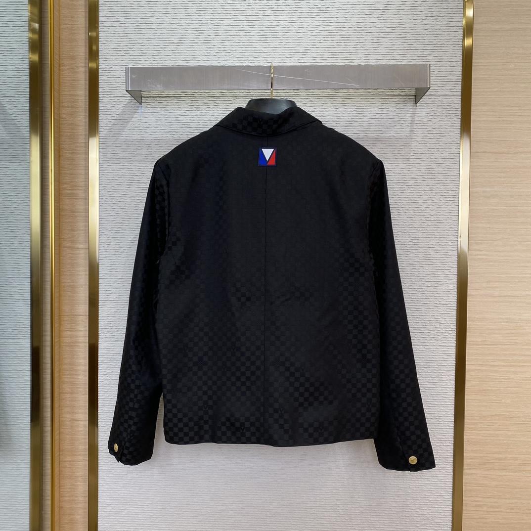 Louis Vuitton Damier Open Collar Wool Overshirt   1AFVNA - DesignerGu