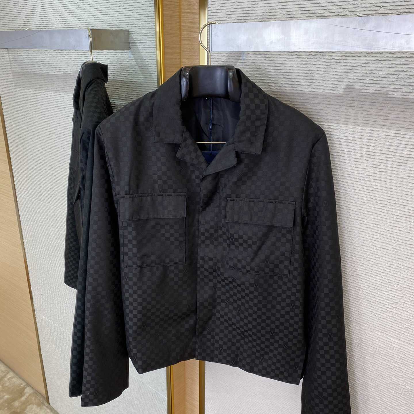 Louis Vuitton Damier Open Collar Wool Overshirt   1AFVNA - DesignerGu