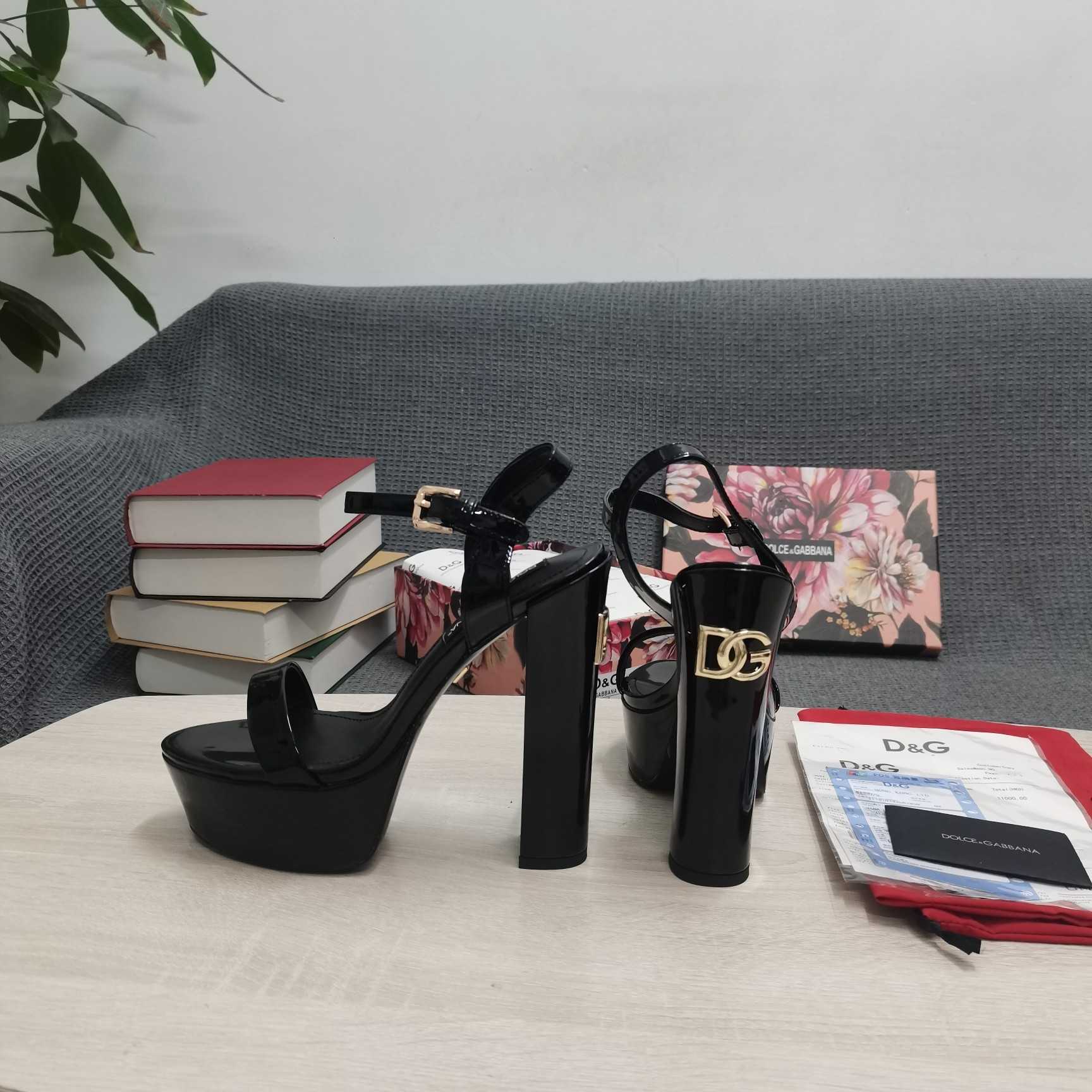 Dolce & Gabbana Polished Calfskin Platform Sandals - 