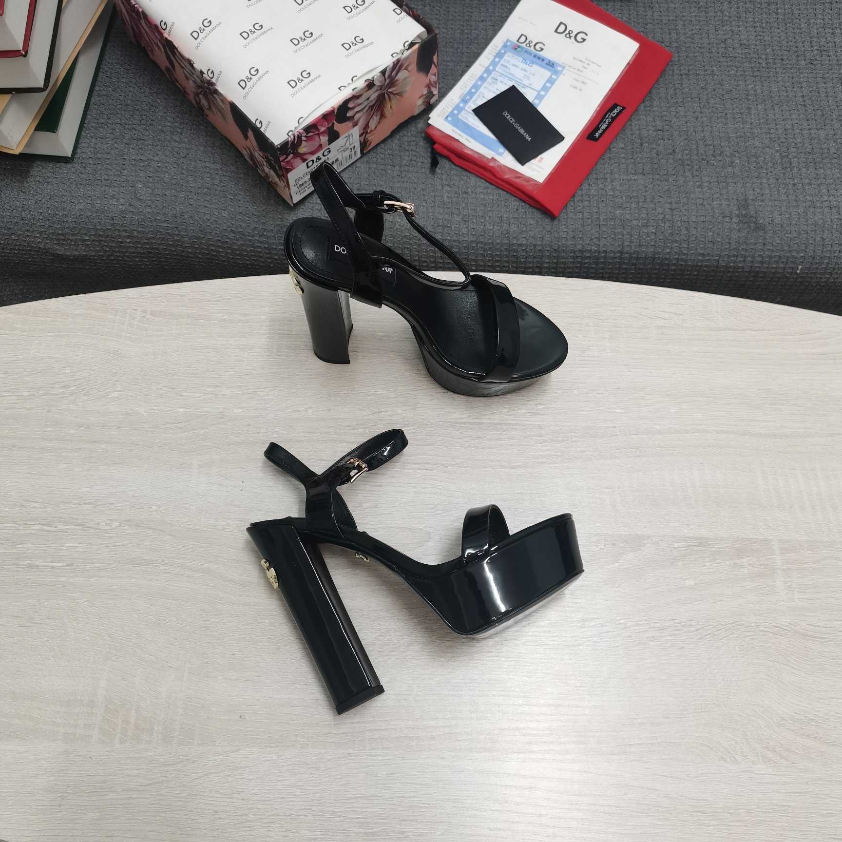 Dolce & Gabbana Polished Calfskin Platform Sandals - 