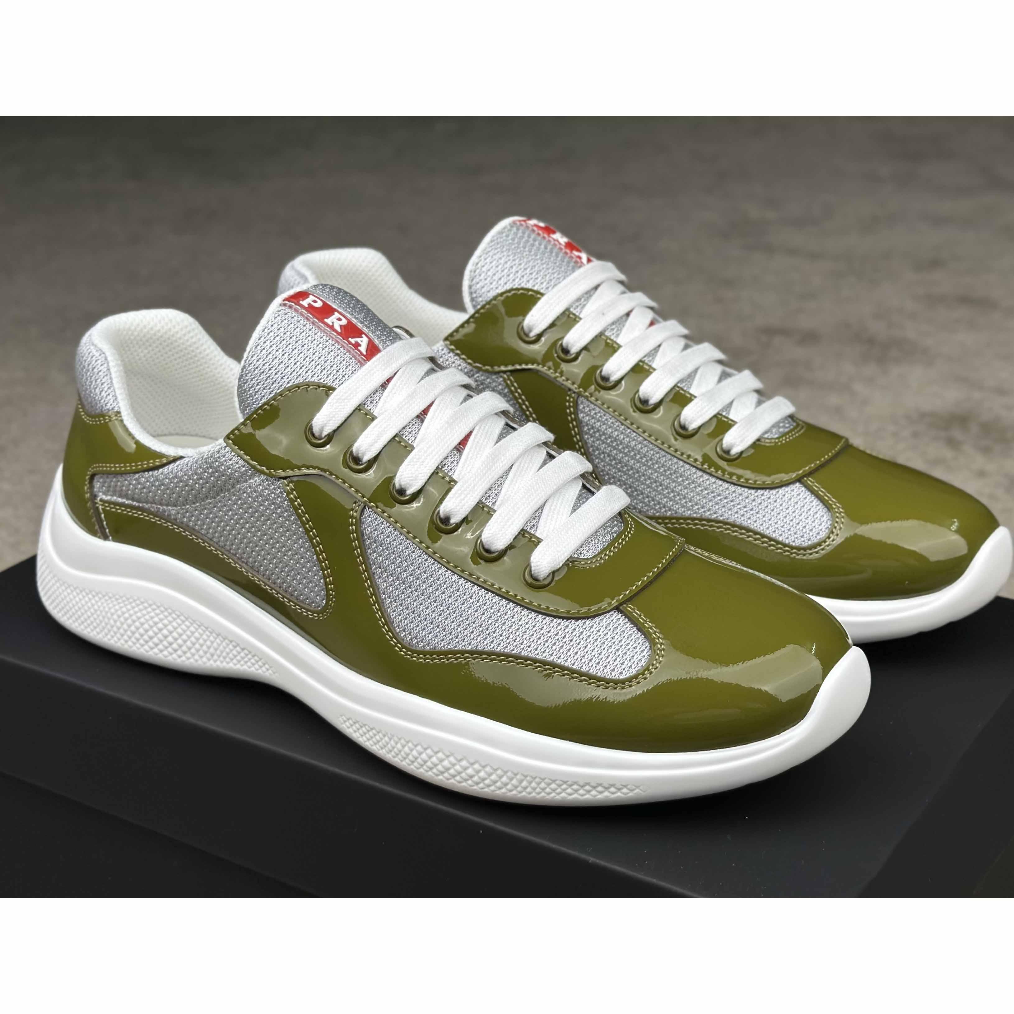 Prada Patent leather And Technical Fabric Prada America's Cup Sneakers - DesignerGu