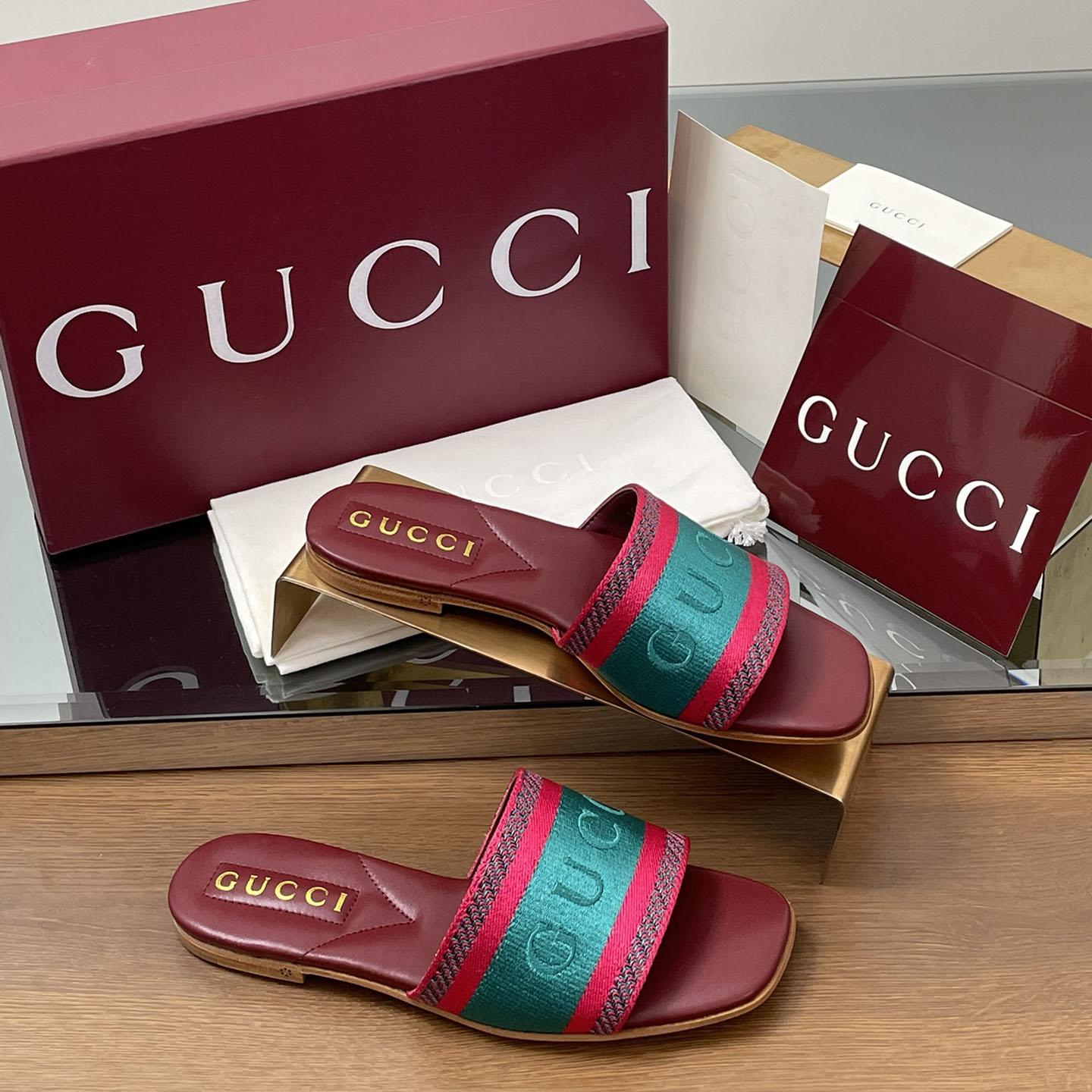 Gucci Women's Slide Sandal With Web - DesignerGu