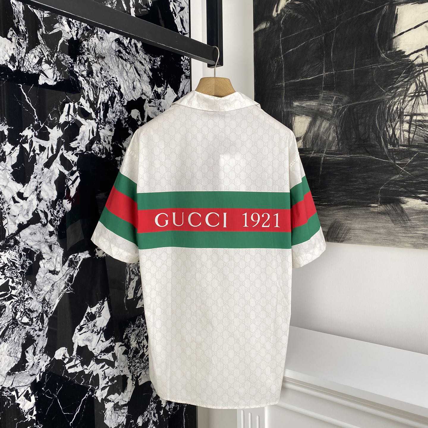 Gucci GG Web-print Cotton Shirt - DesignerGu