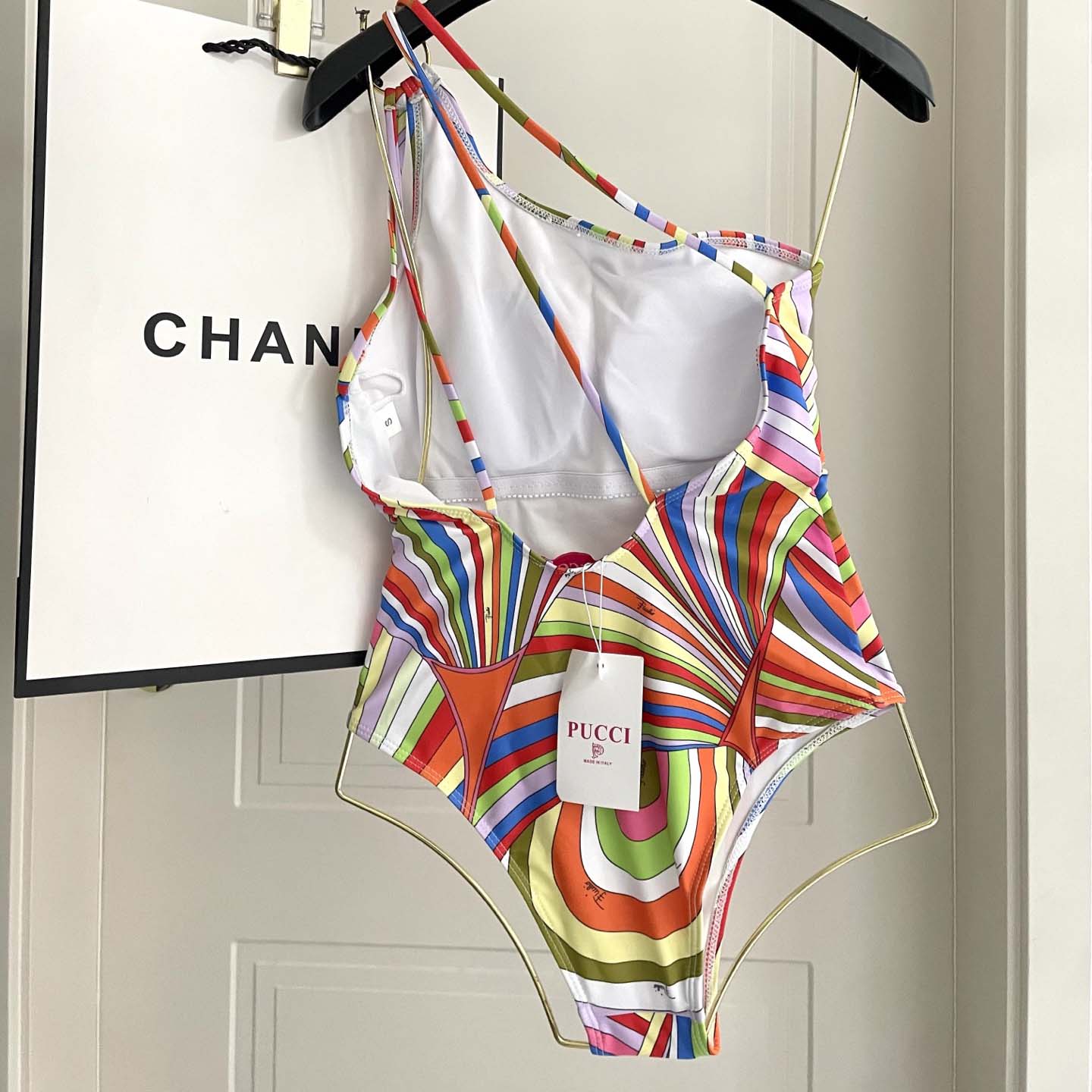 Pucci One-shoulder Embellished Printed Swimsuit  - DesignerGu