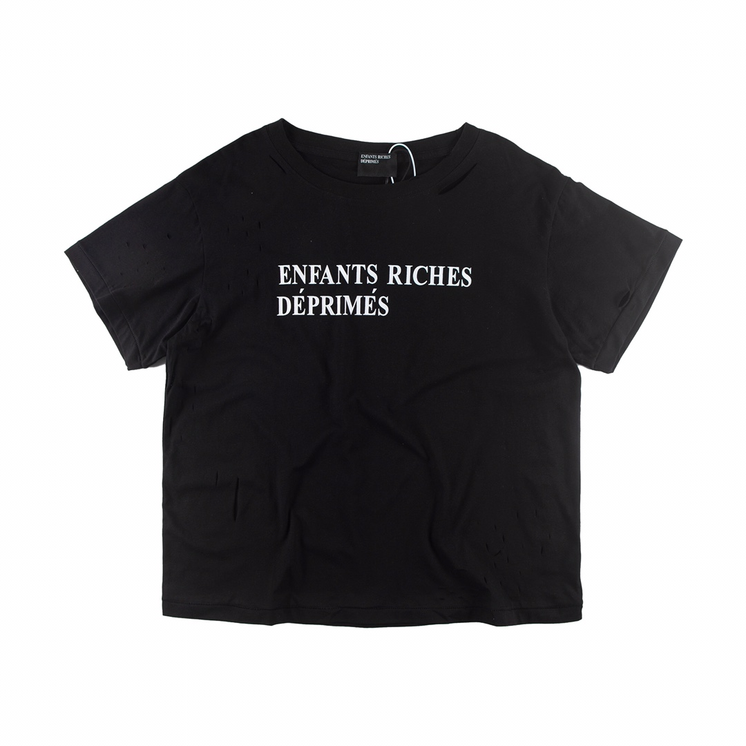 Enfants Riches Déprimés Cropped Distressed Logo-Print Cotton-Jersey - DesignerGu