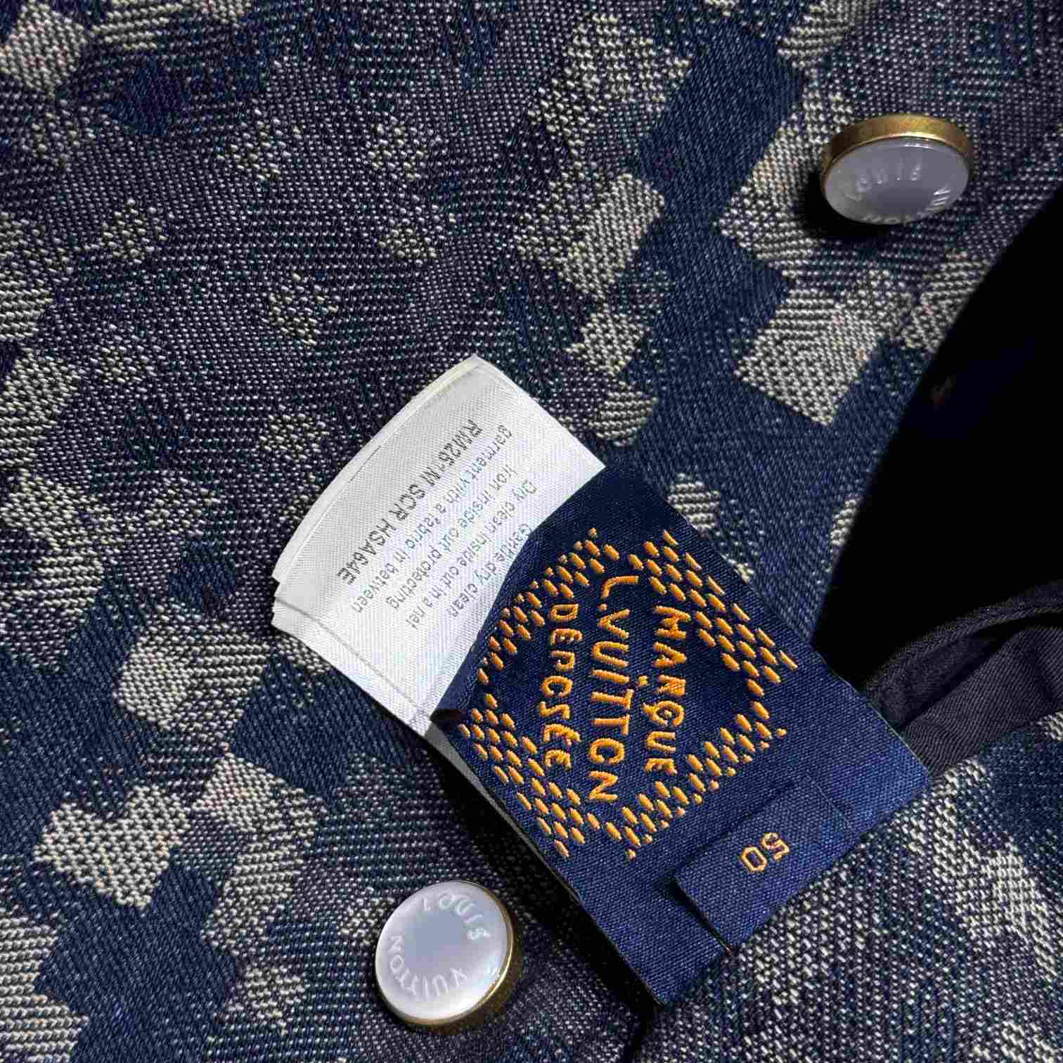 Louis Vuitton Graphic Collarless Denim Jacket   - DesignerGu
