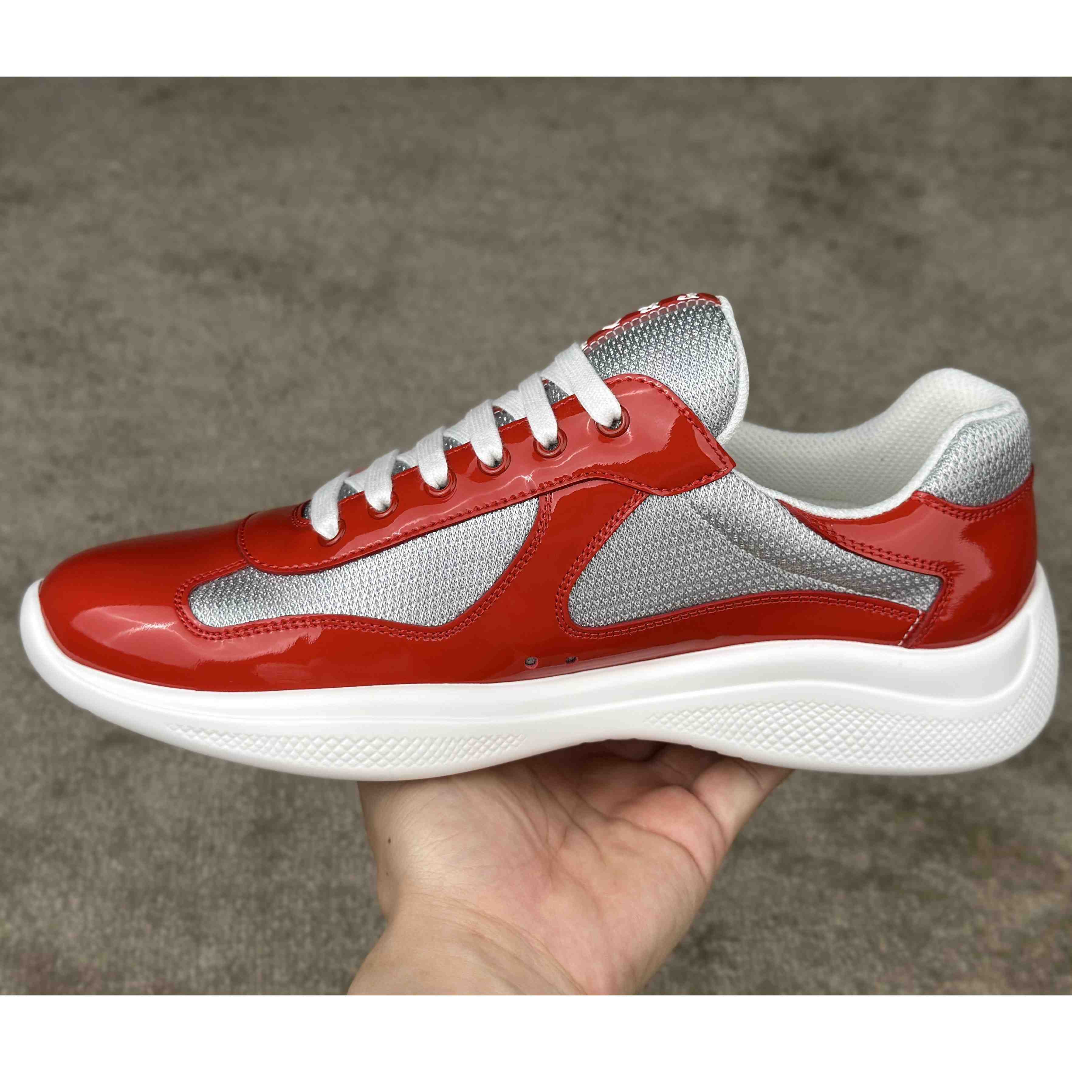 Prada Patent Leather And Technical Fabric Prada America's Cup Sneakers - DesignerGu
