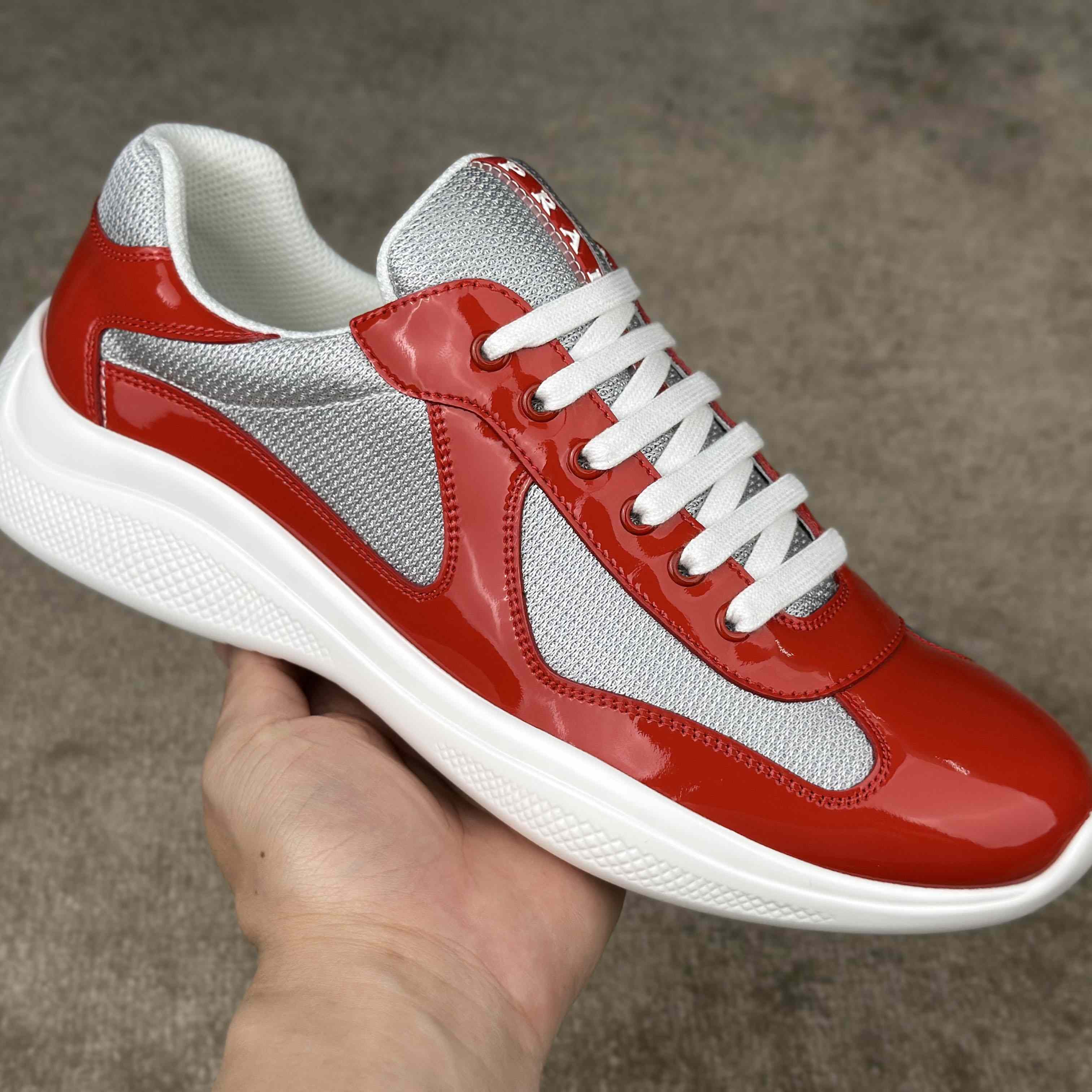 Prada Patent Leather And Technical Fabric Prada America's Cup Sneakers - DesignerGu