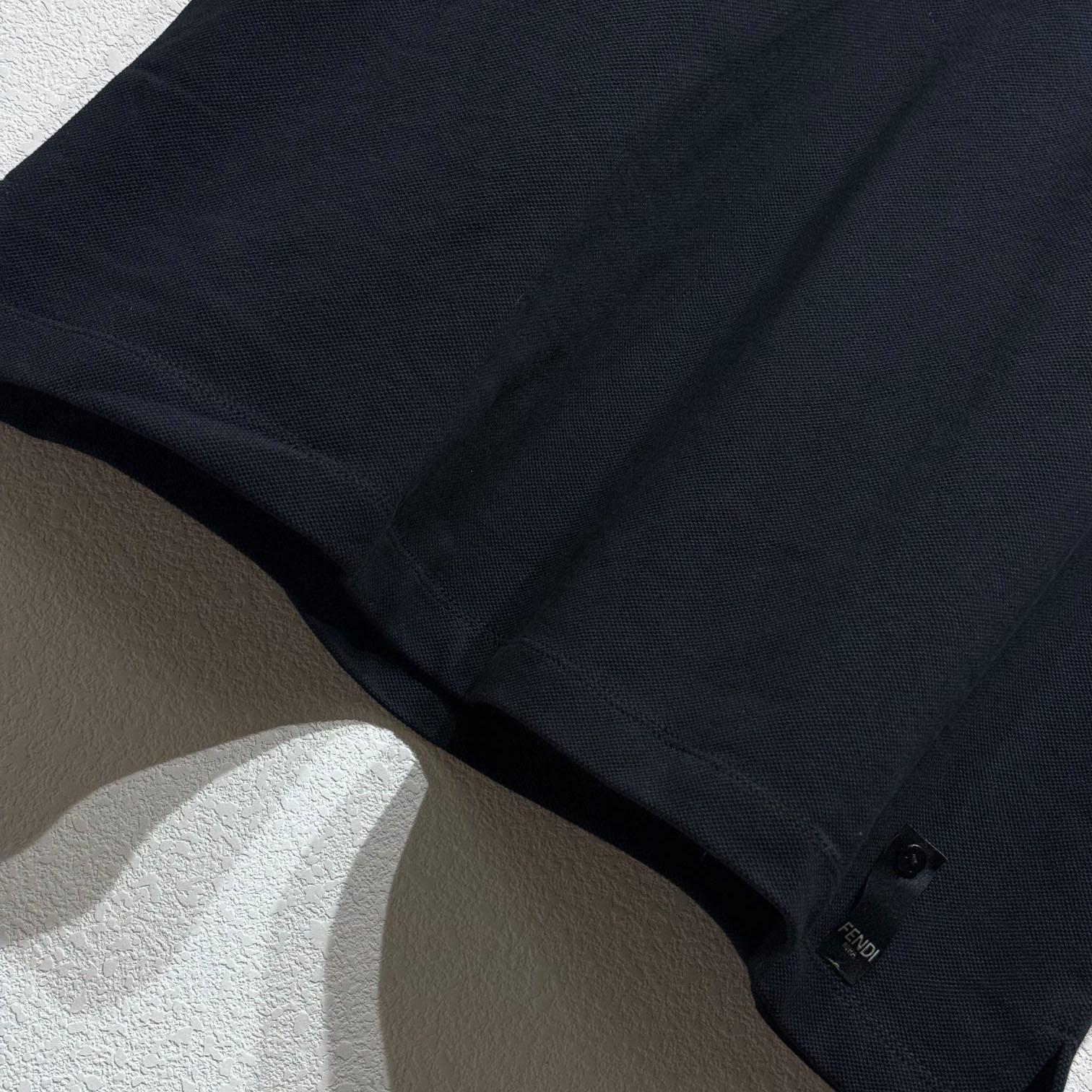 Fendi Black Cotton Polo Shirt - DesignerGu