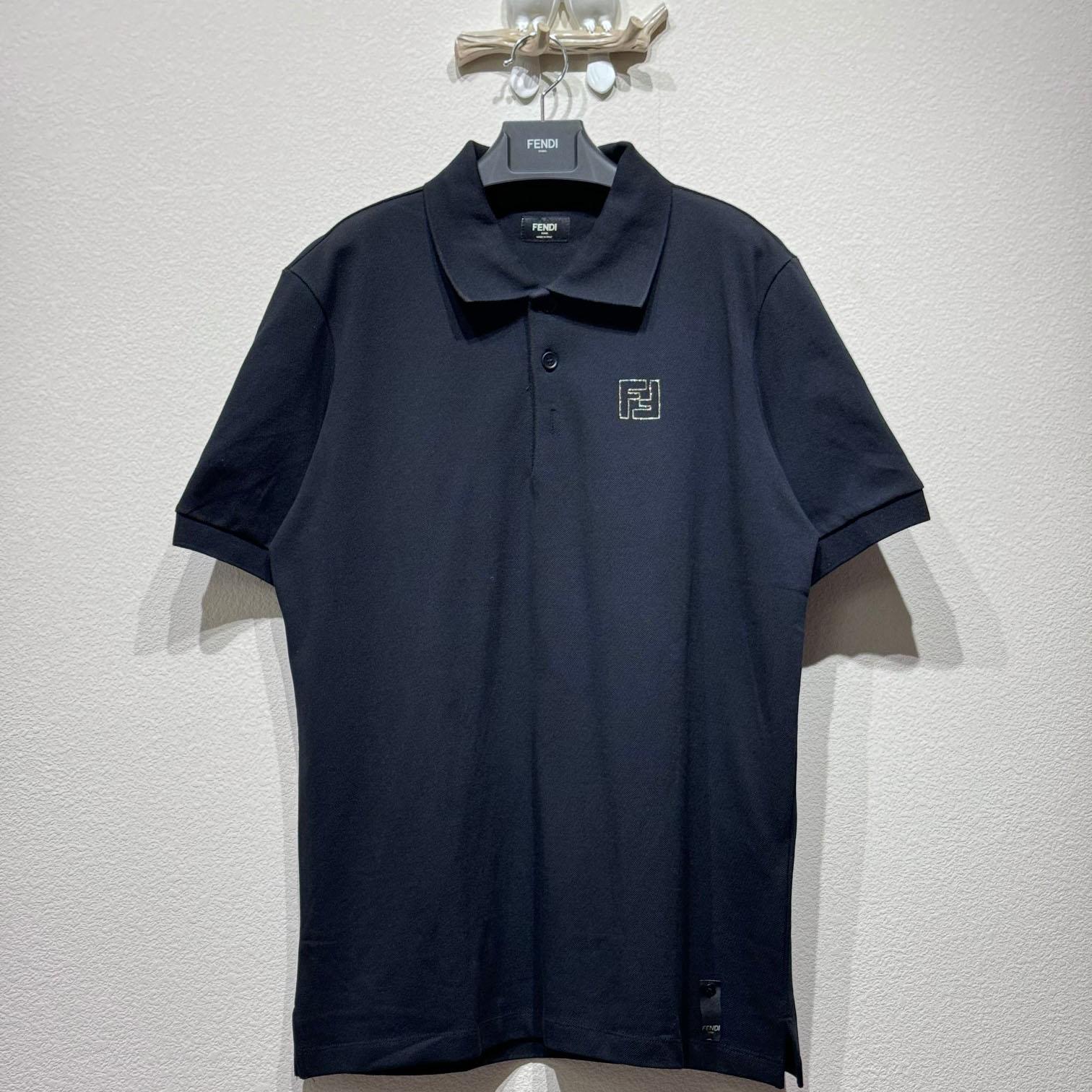 Fendi Black Cotton Polo Shirt - DesignerGu