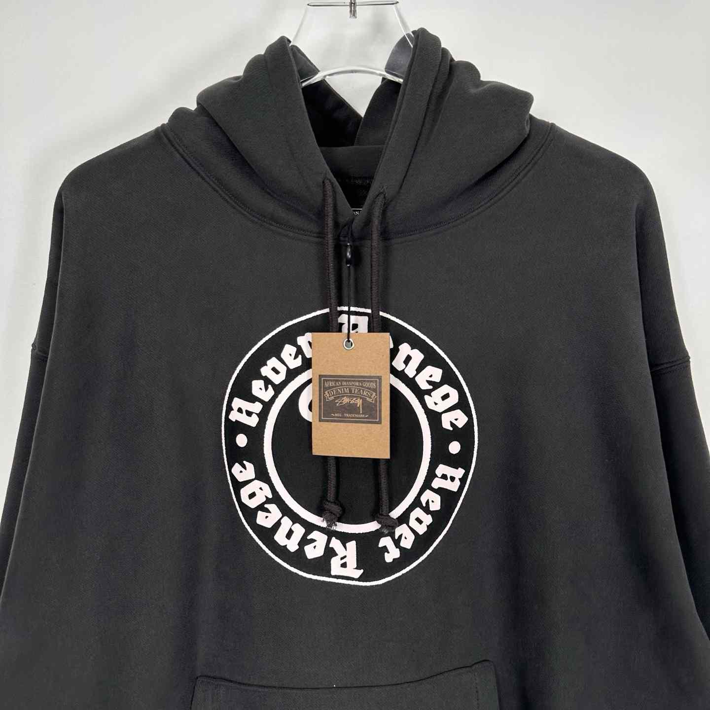 Denim Tears x Stussy Never Renege Hoodie Black - DesignerGu