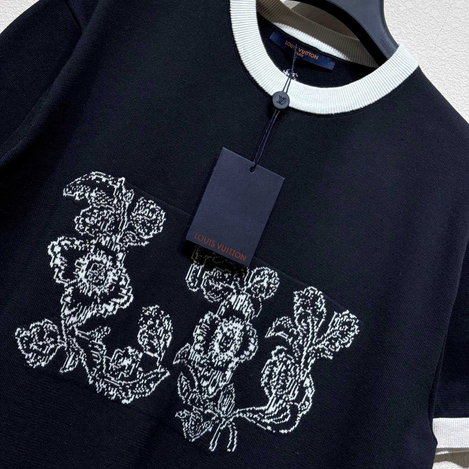 Louis Vuitton Graphic Intarsia Short-Sleeved Cotton Crewneck   - DesignerGu