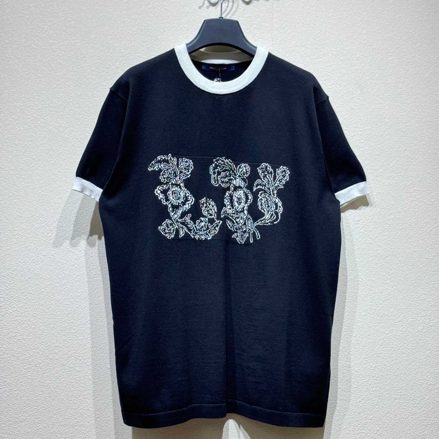 Louis Vuitton Graphic Intarsia Short-Sleeved Cotton Crewneck   - DesignerGu