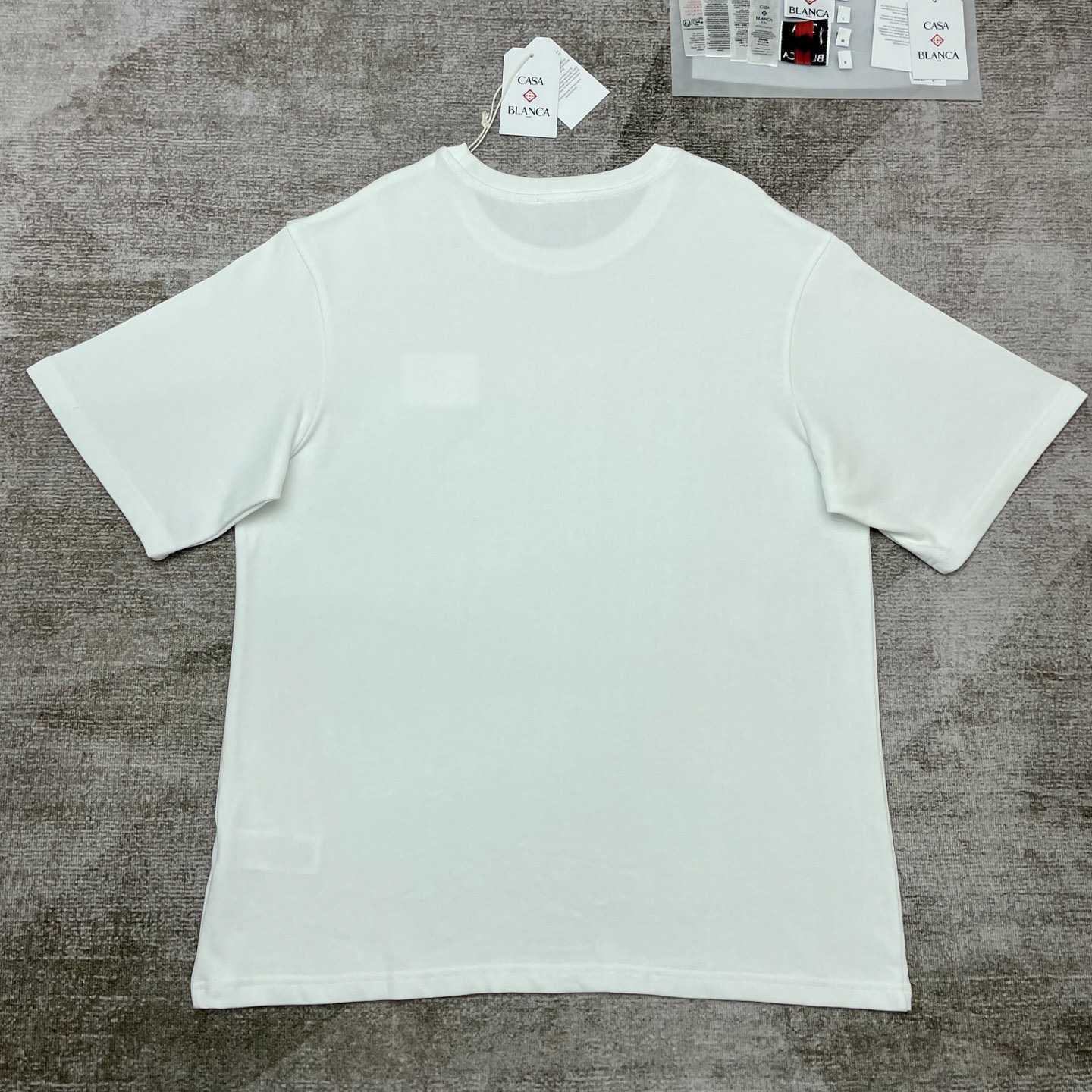 Casablanca White Greek Temple Applique Jersey T-Shirt   C978 - DesignerGu
