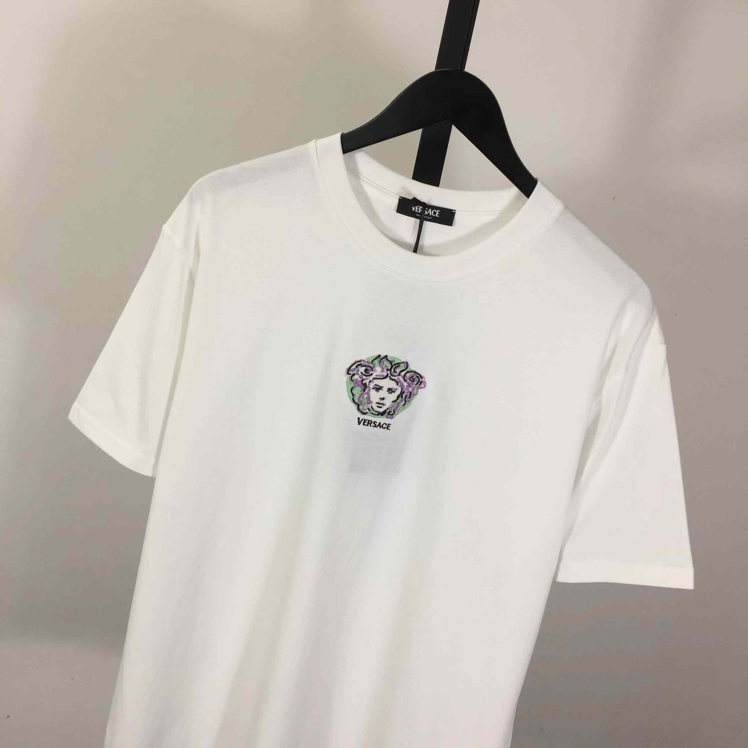 Versace Medusa Cotton T-shirt With Embroidery - DesignerGu