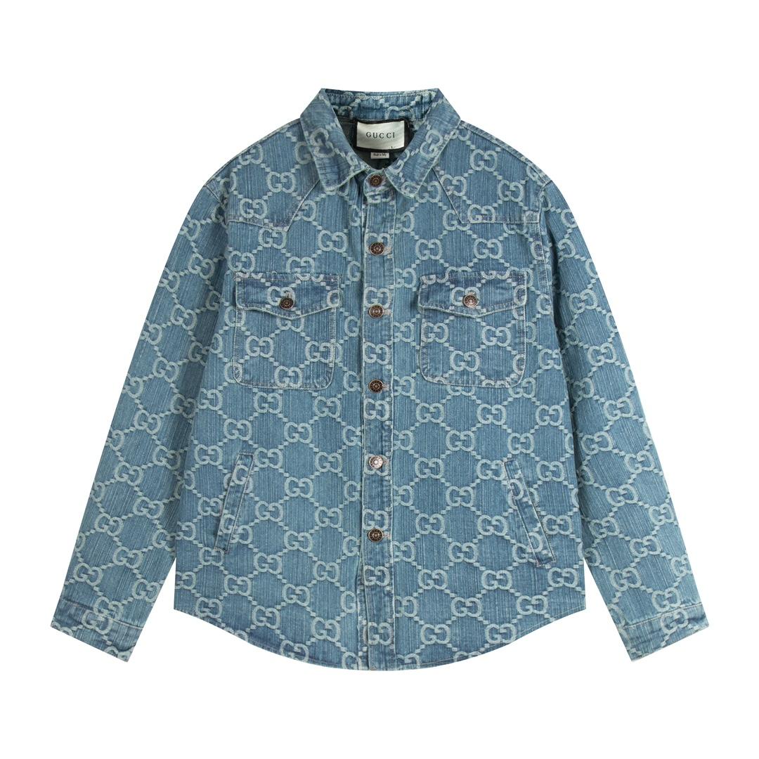 Gucci GG Monogram Denim Shirt - DesignerGu