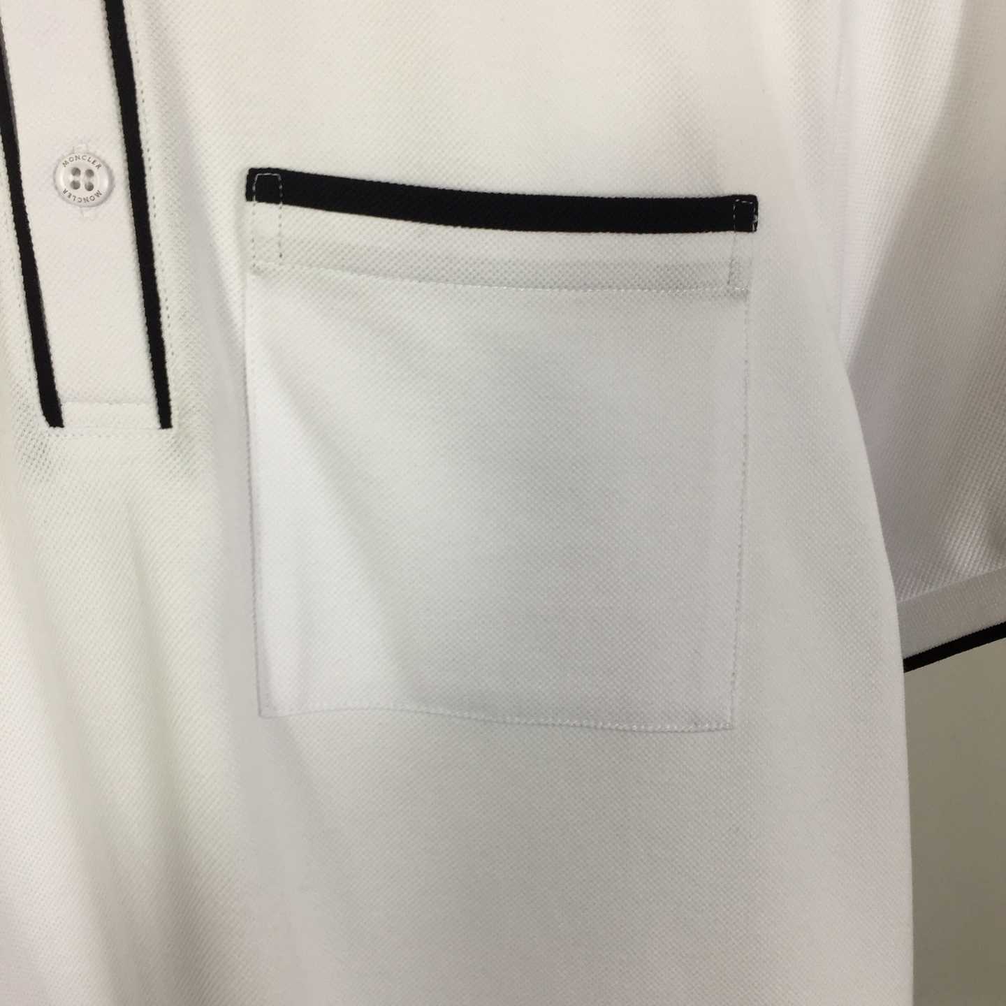 Moncler White Striped Polo - DesignerGu