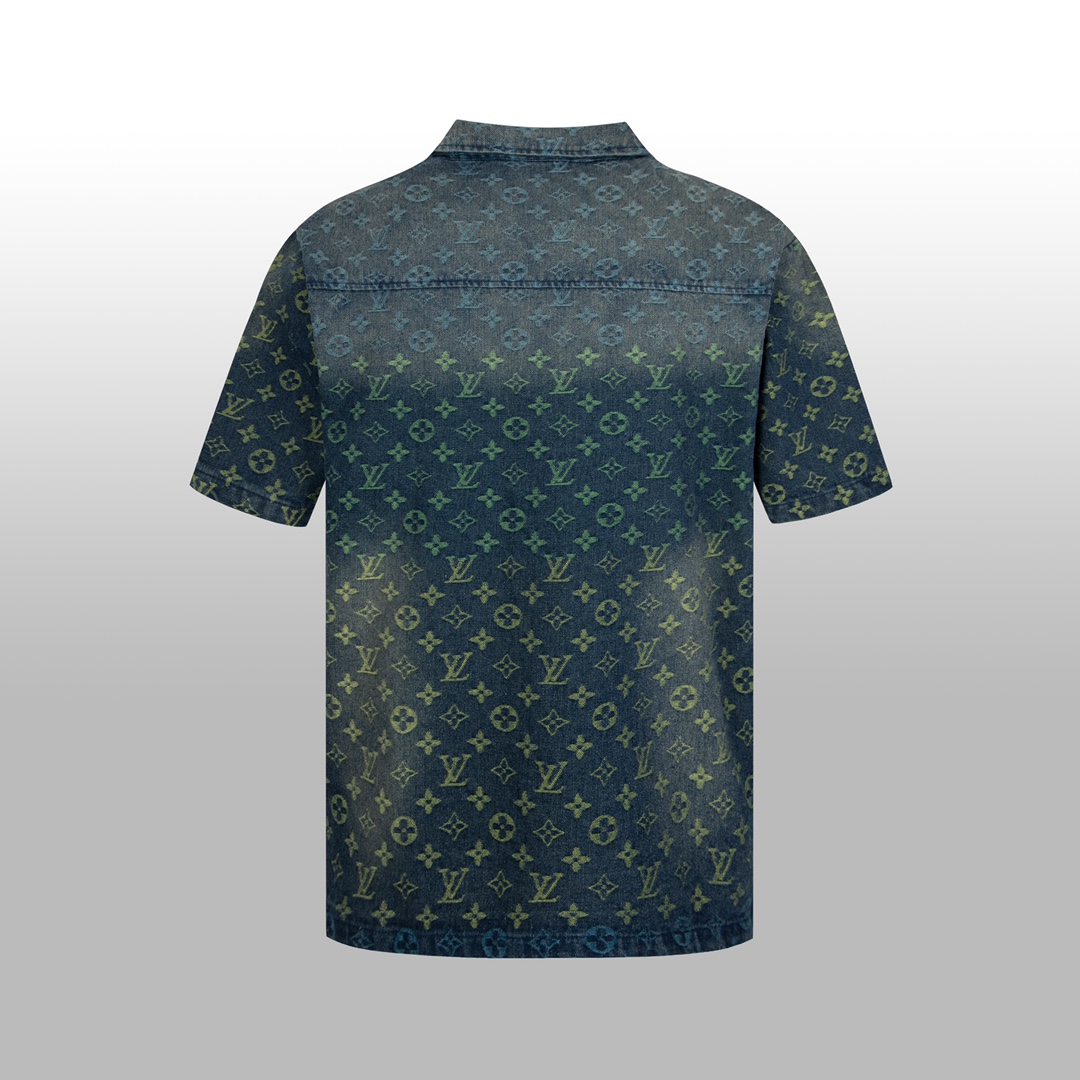 Louis Vuitton Rainbow Monogram Short-Sleeved Denim Shirt - DesignerGu