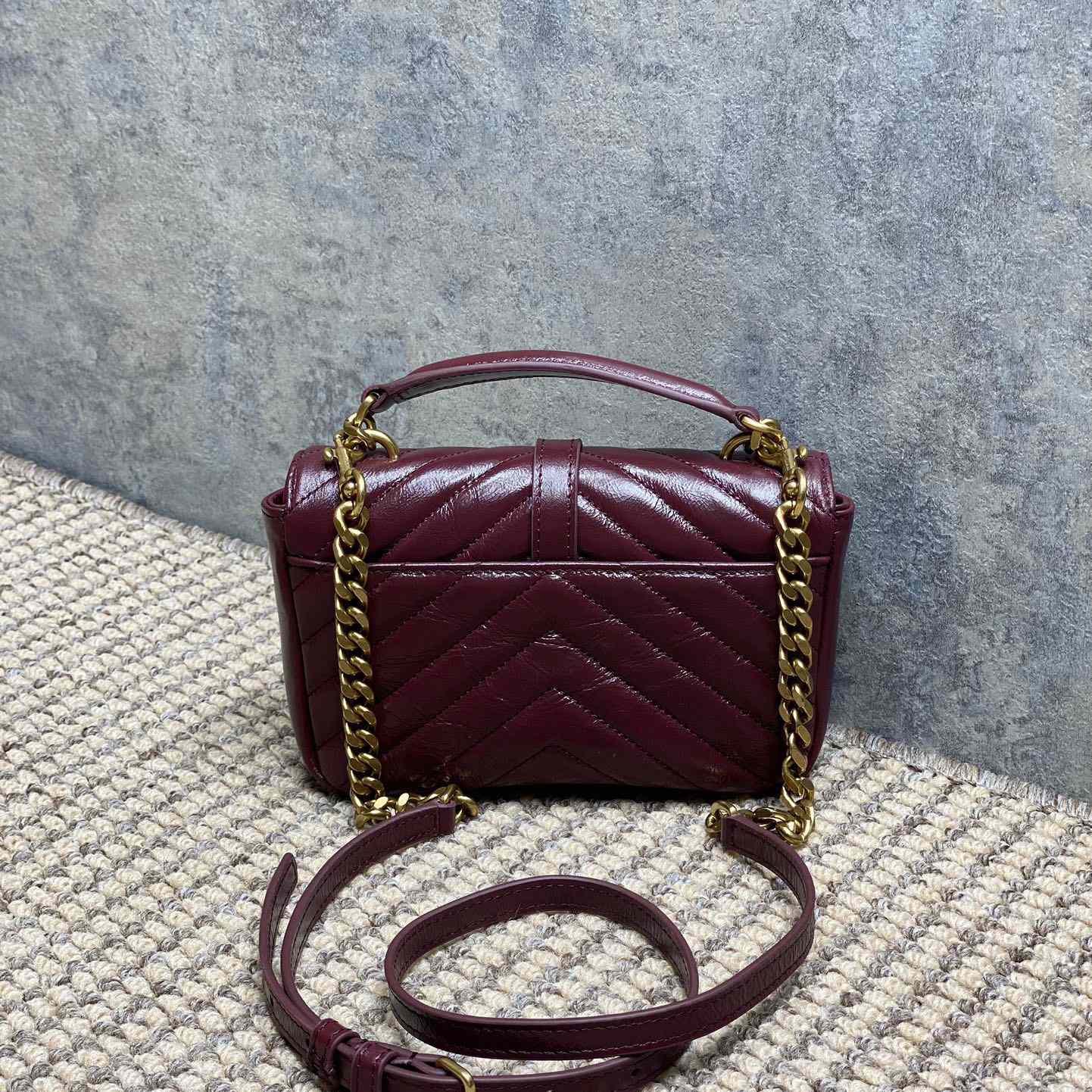 Saint Laurent College Mini In Shiny Leather - DesignerGu