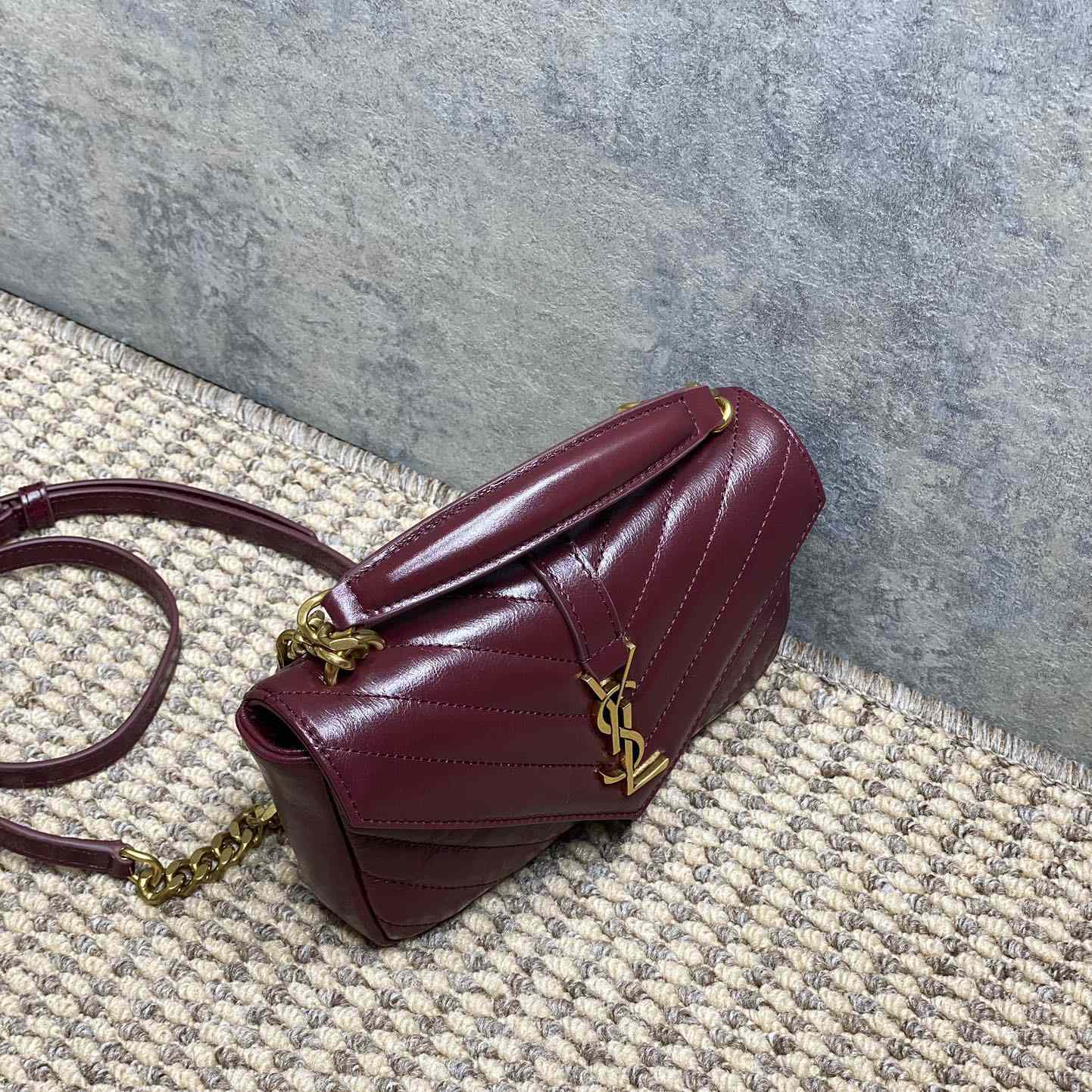 Saint Laurent College Mini In Shiny Leather - DesignerGu